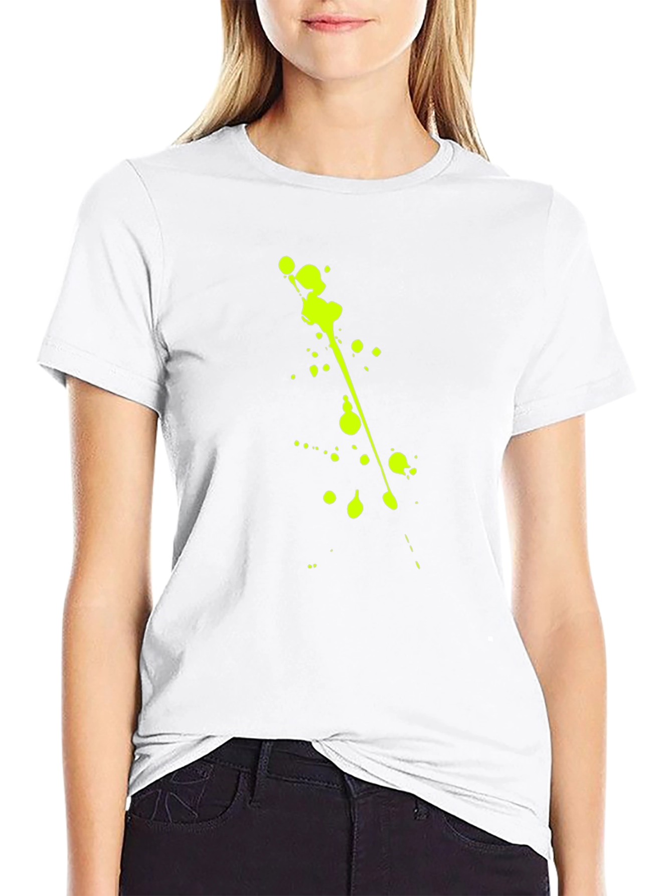 Black Tee with Neon Green Splatter Design
