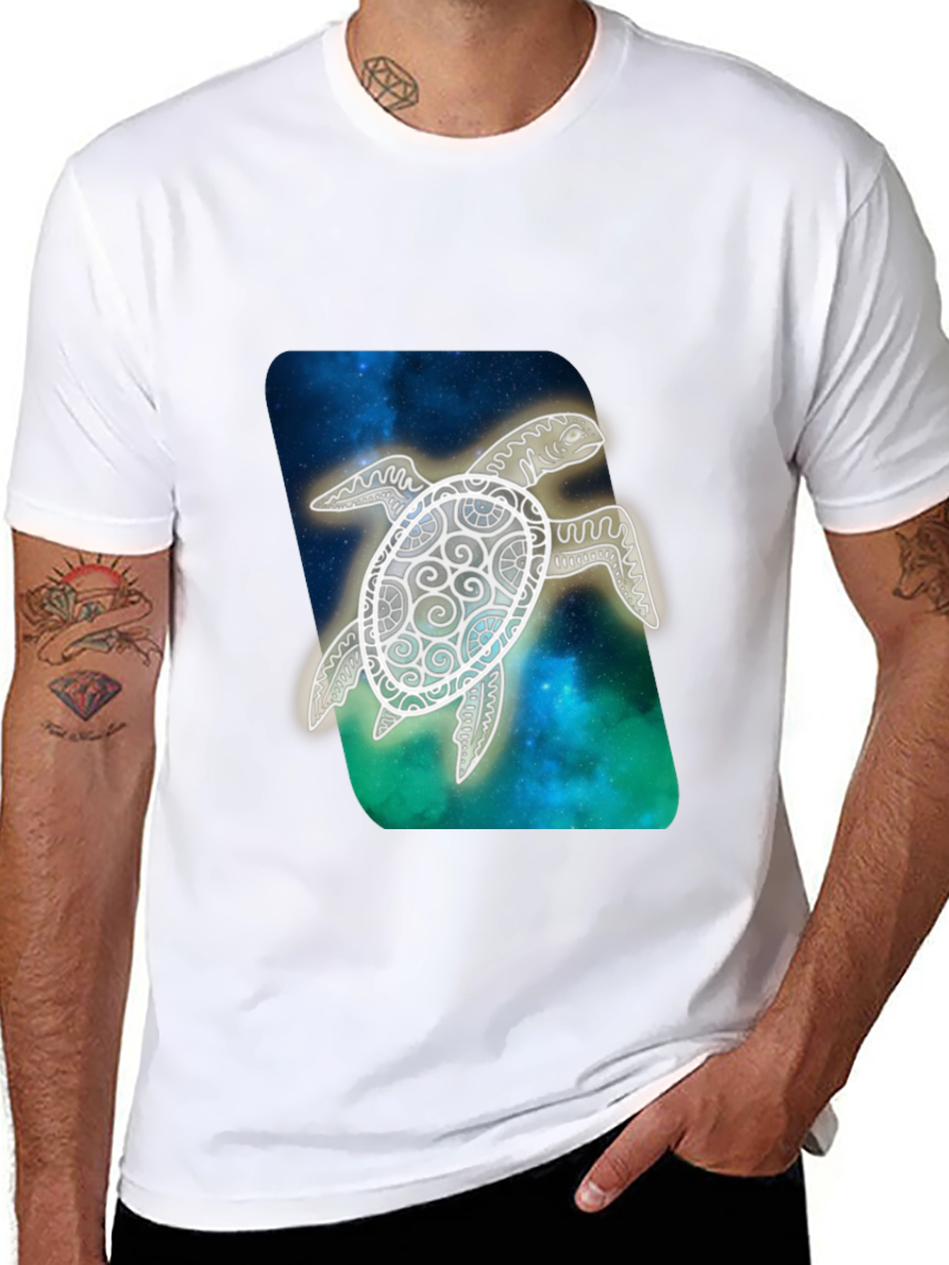 Sea Turtle Graphic Print Black T-Shirt