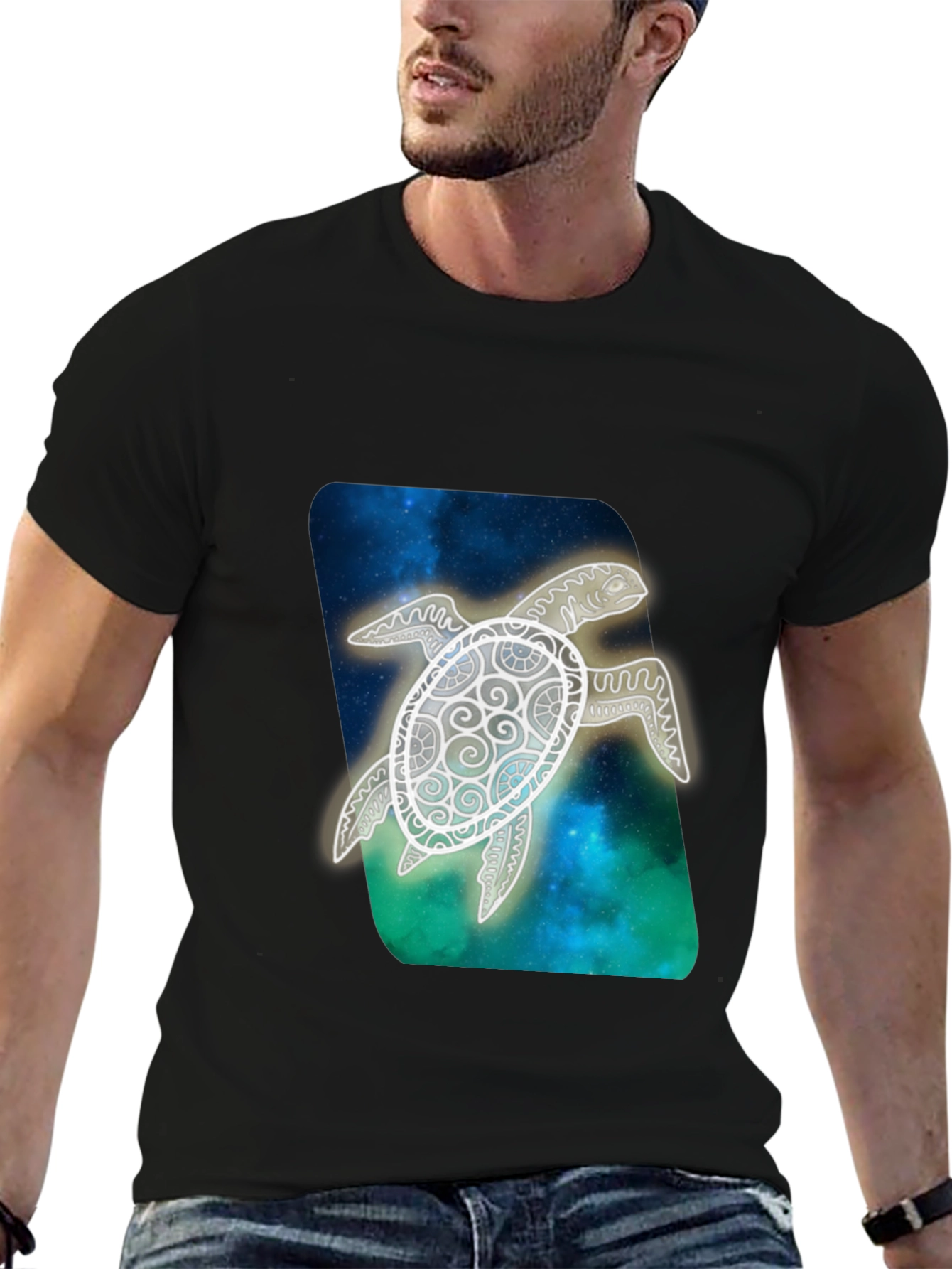 Sea Turtle Graphic Print Black T-Shirt