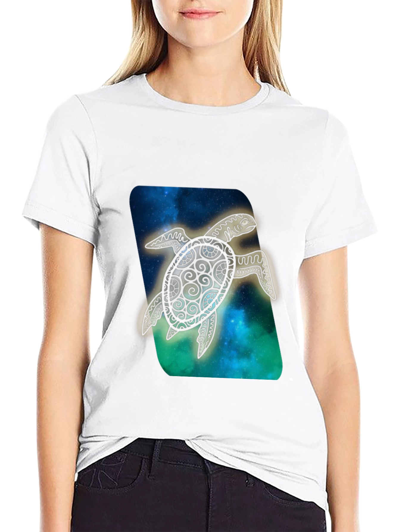 Sea Turtle Graphic Print Black T-Shirt
