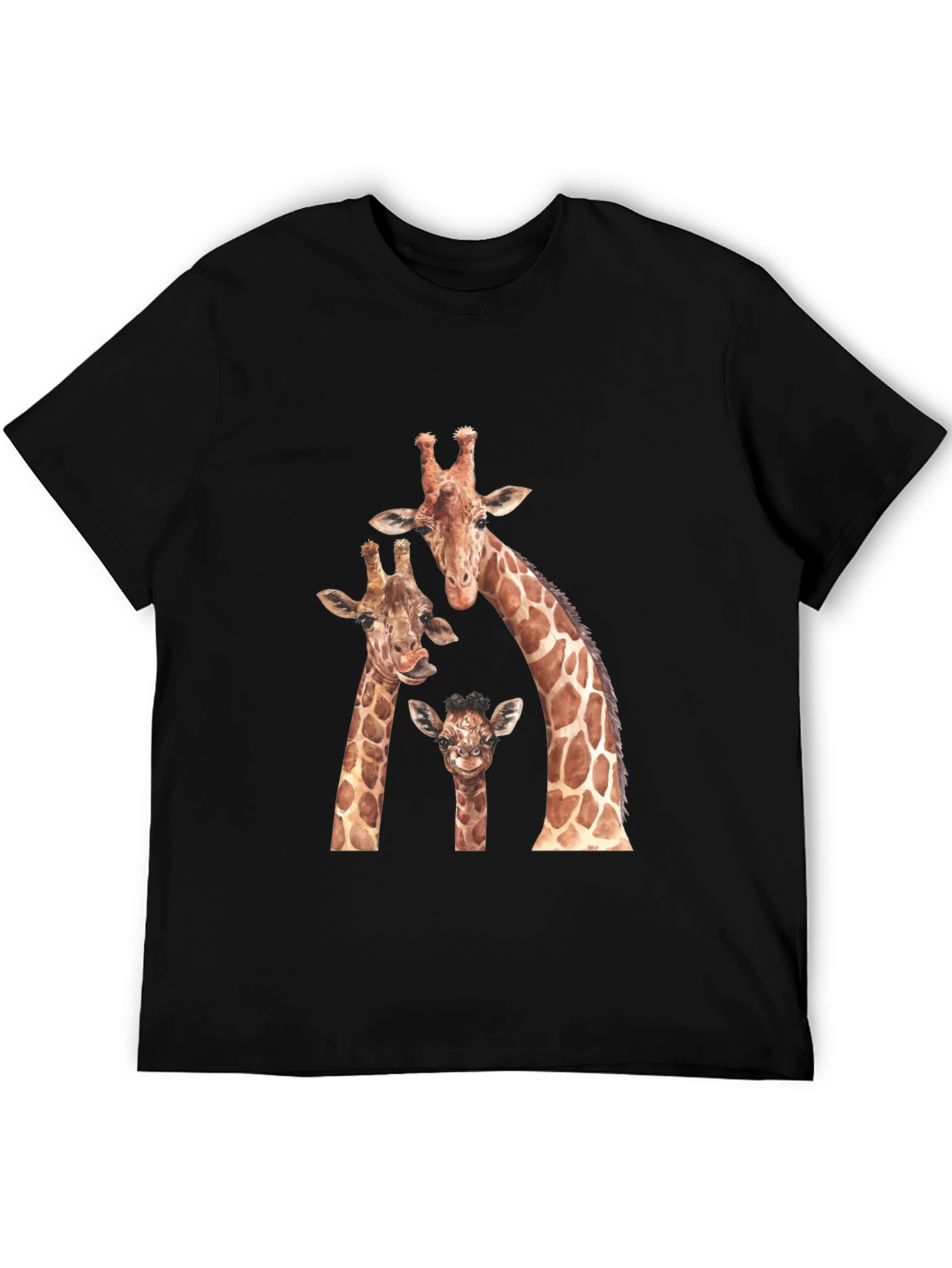 Giraffe Family Black Graphic Tee