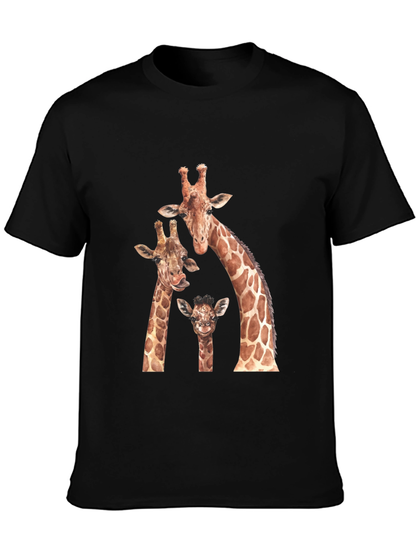 Giraffe Family Black Graphic Tee