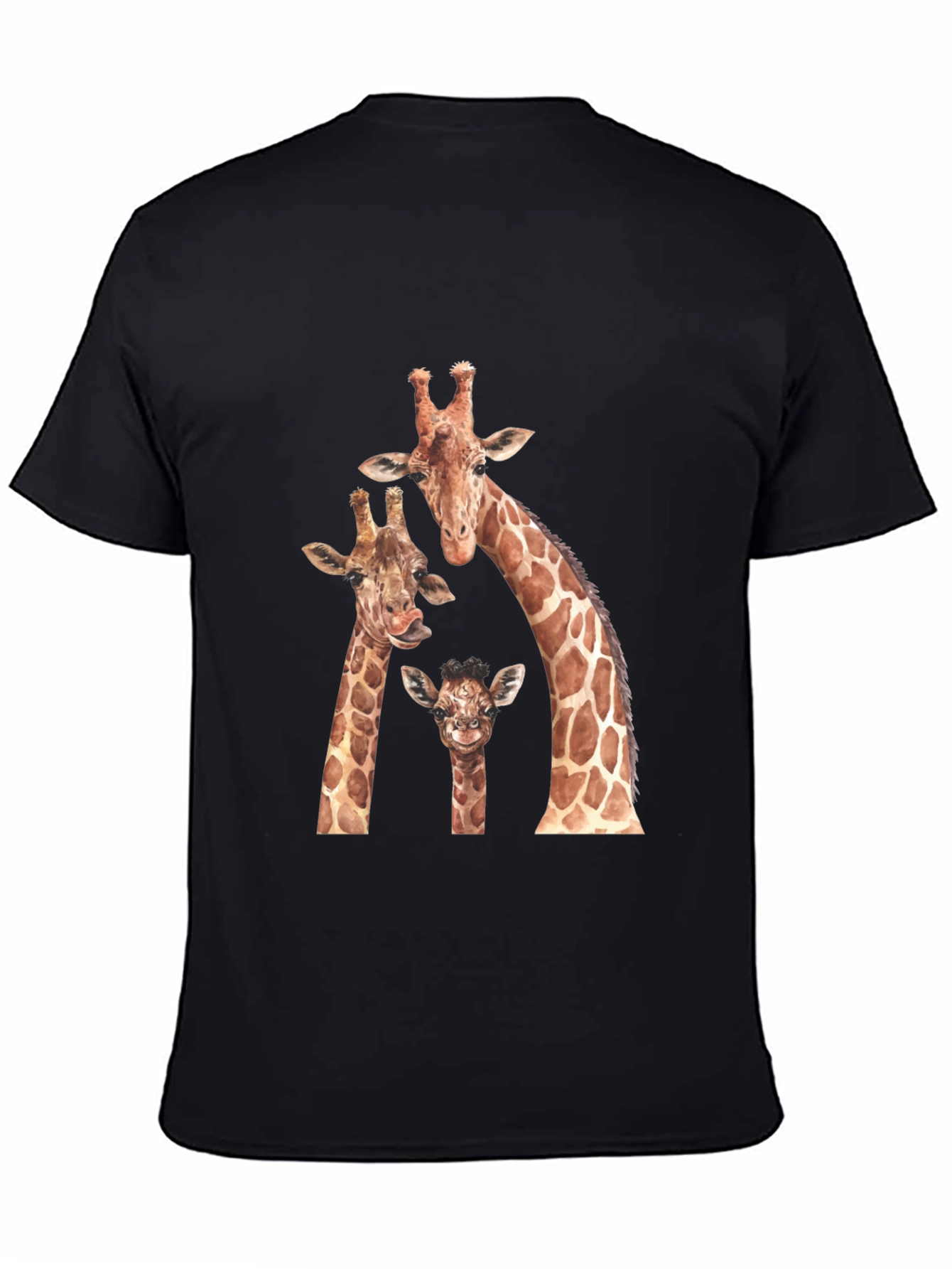 Giraffe Family Black Graphic Tee