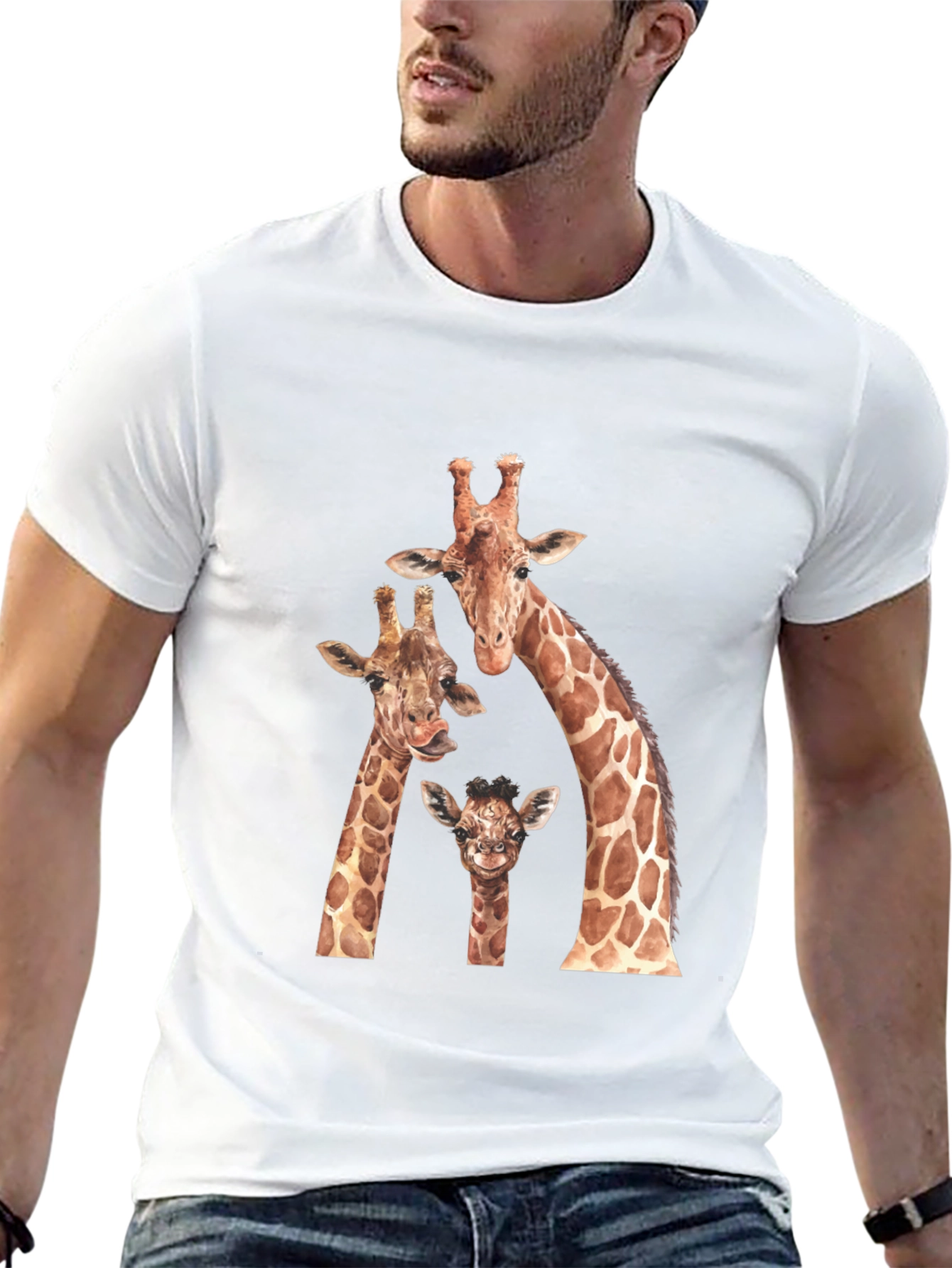 Giraffe Family Black Graphic Tee