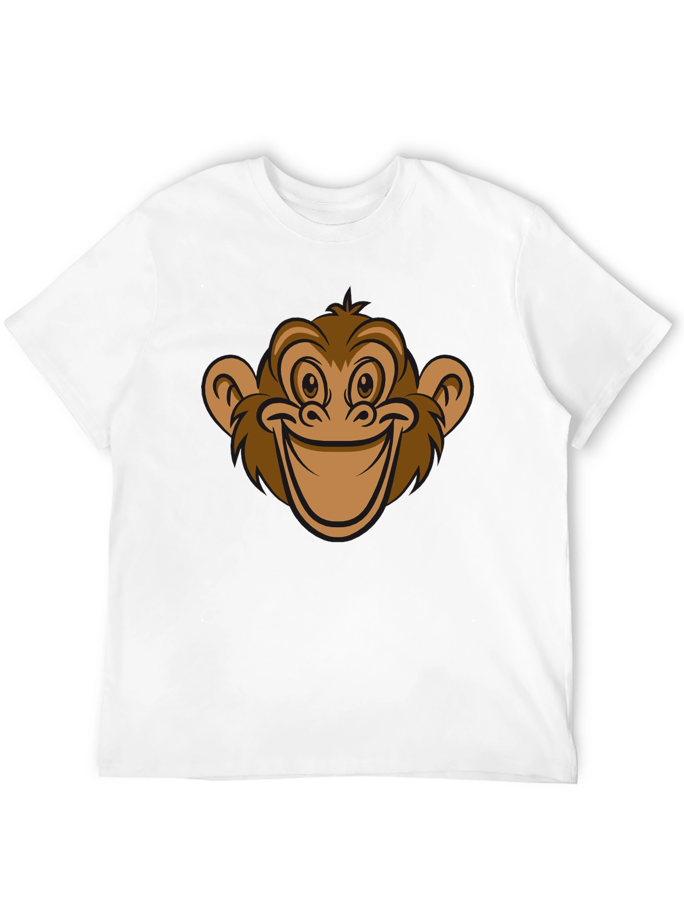 Funny Monkey Face Graphic T-Shirt - Black