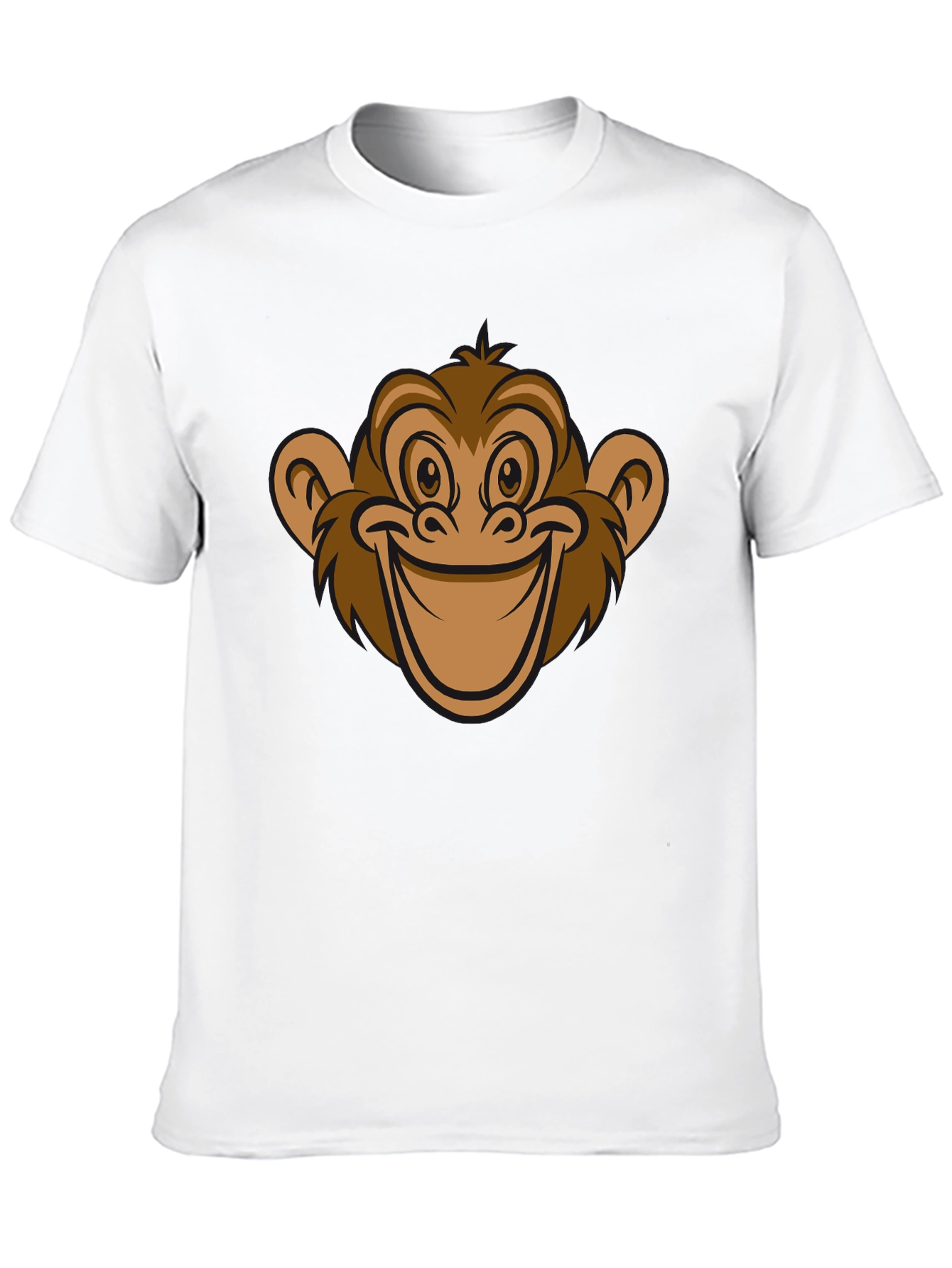 Funny Monkey Face Graphic T-Shirt - Black