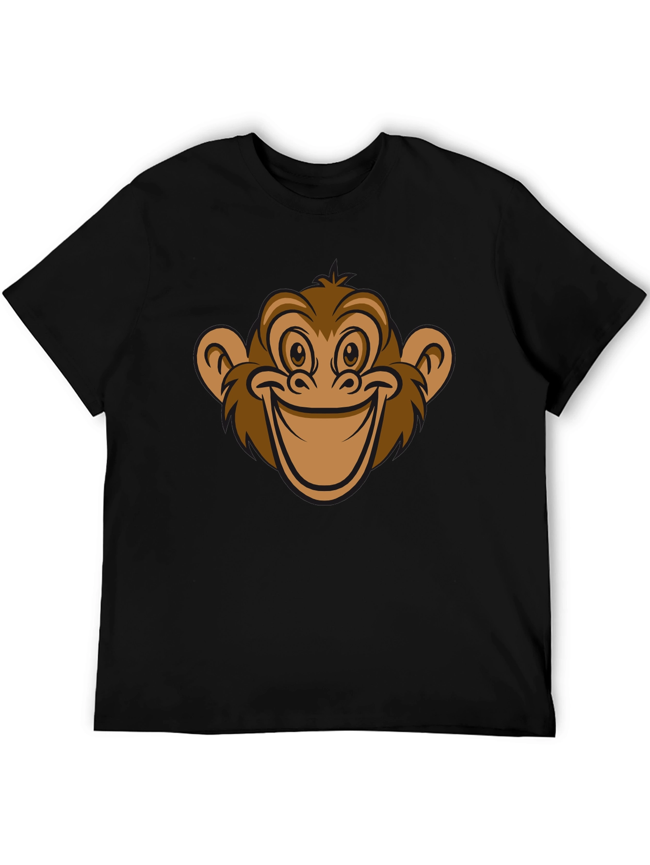 Funny Monkey Face Graphic T-Shirt - Black