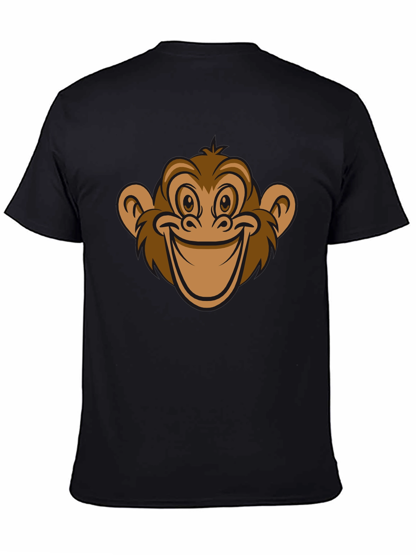 Funny Monkey Face Graphic T-Shirt - Black