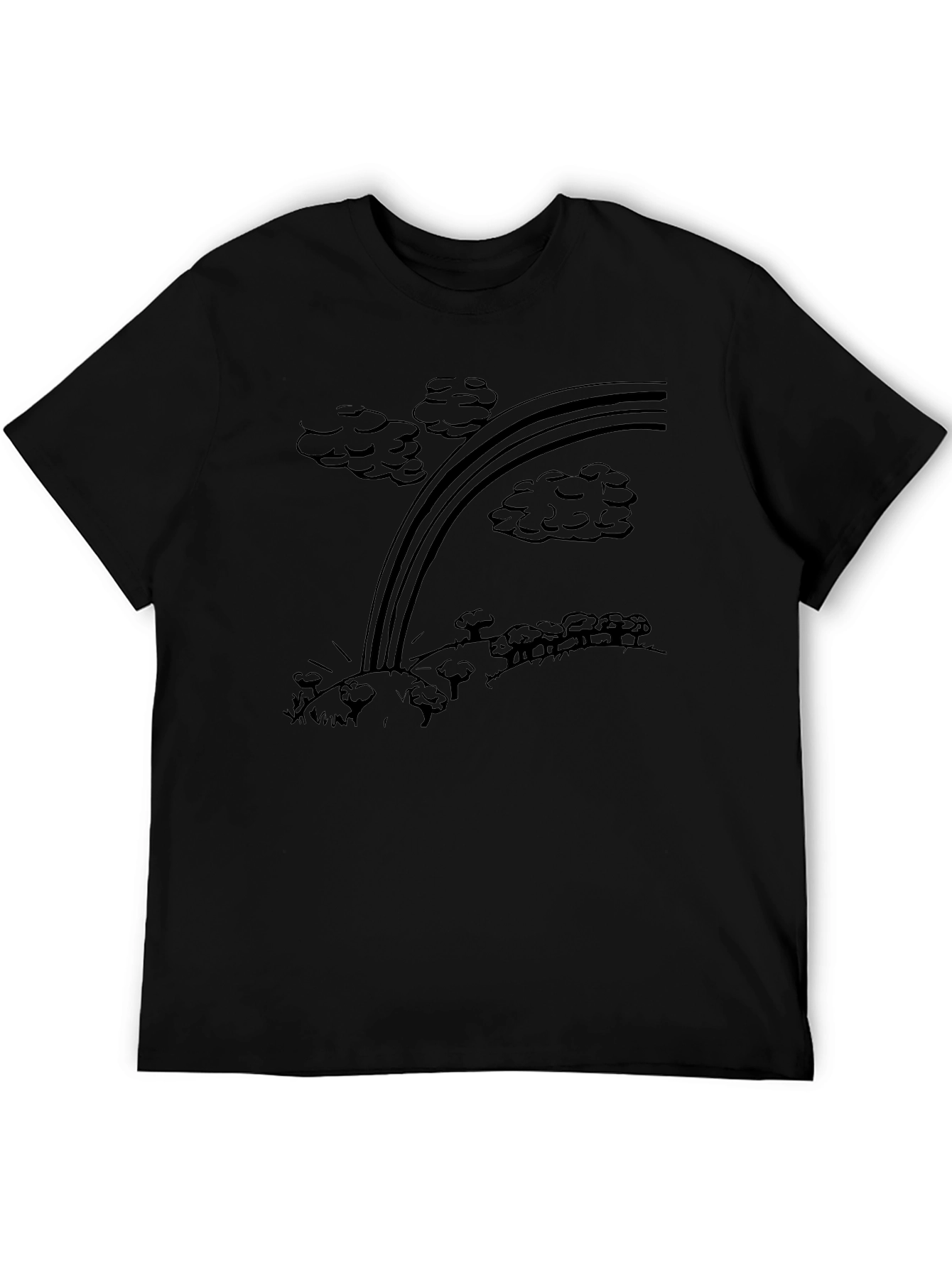 Cartoon Rainbow Graphic T-Shirt - Black