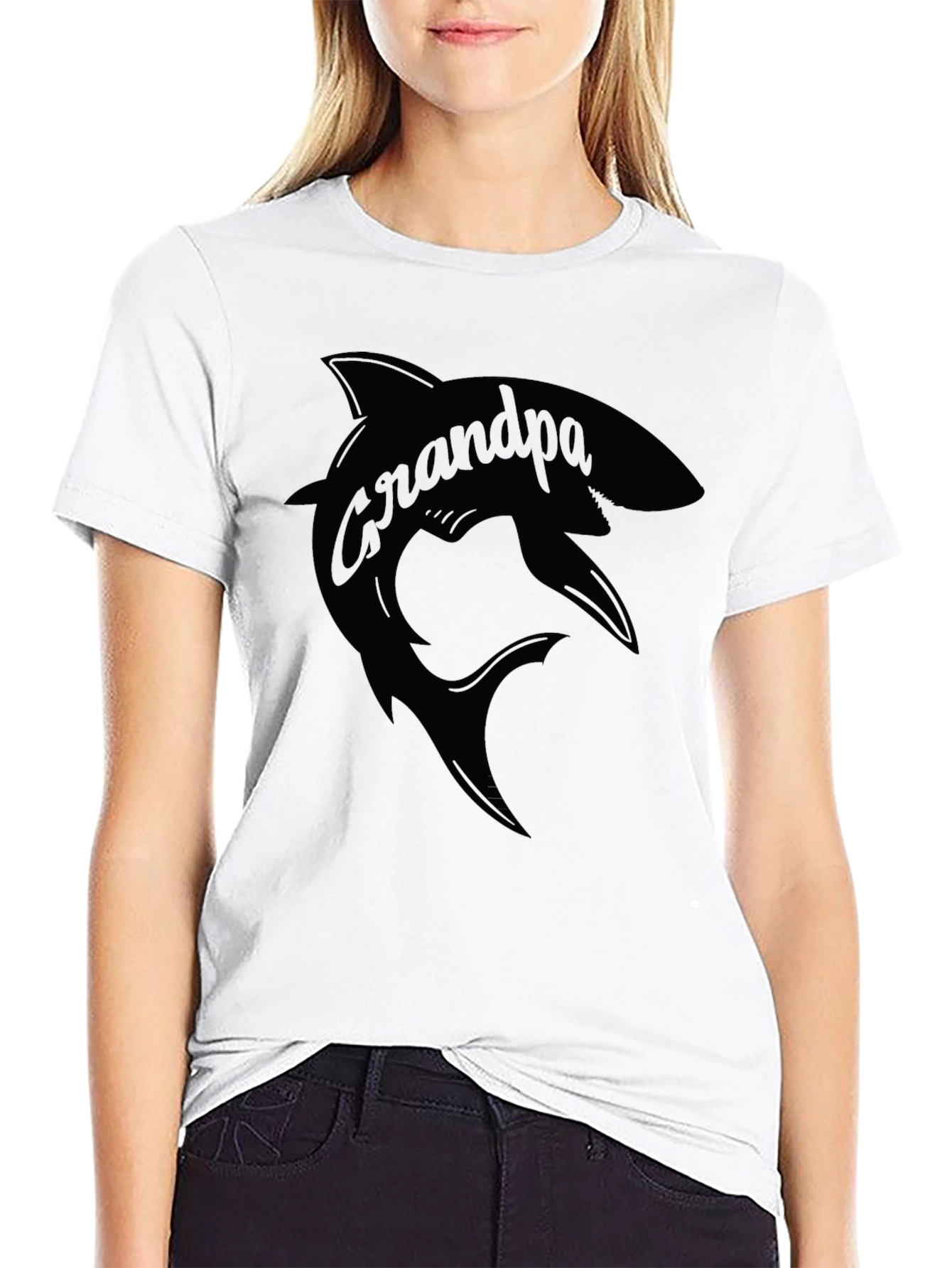 Grandpa Shark Graphic T-Shirt - Mens Black Tee
