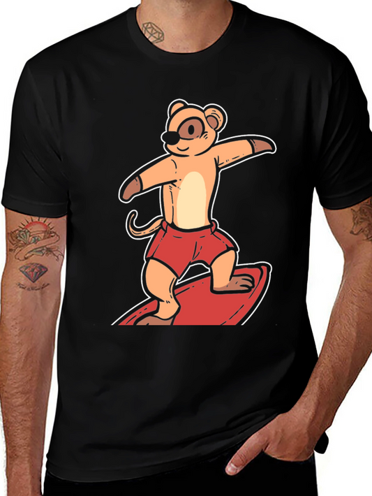 Surfing Meerkat Graphic Tee - Black T-Shirt