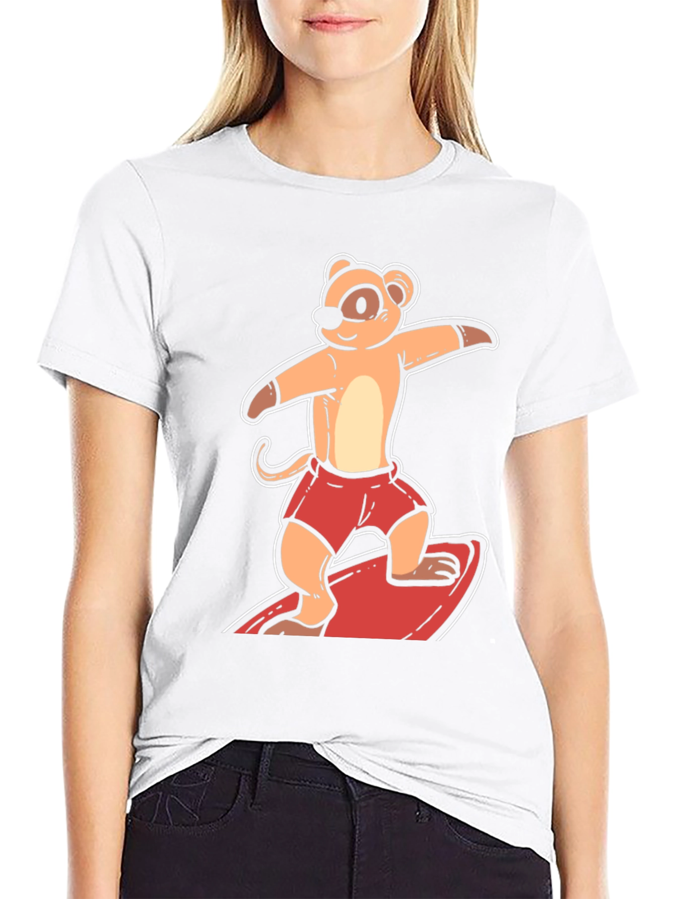 Surfing Meerkat Graphic Tee - Black T-Shirt