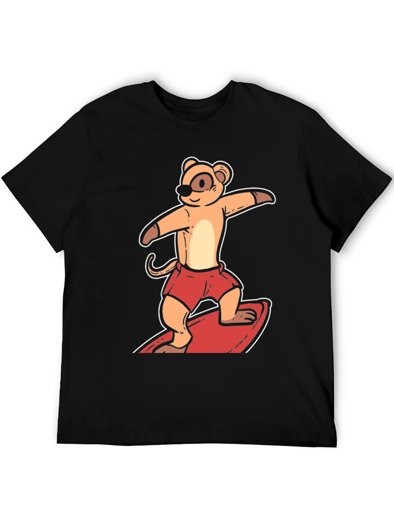 Surfing Meerkat Graphic Tee - Black T-Shirt