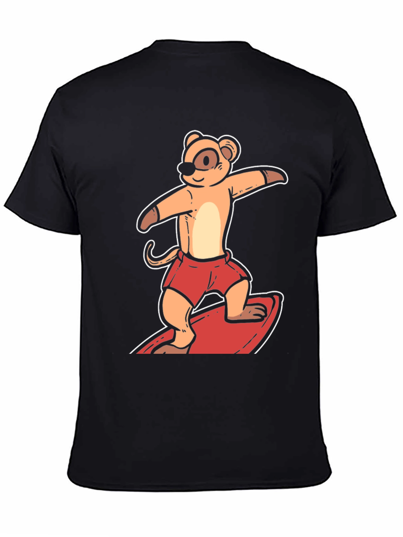 Surfing Meerkat Graphic Tee - Black T-Shirt