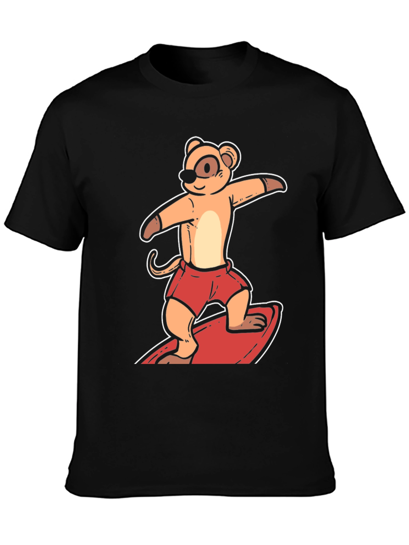 Surfing Meerkat Graphic Tee - Black T-Shirt