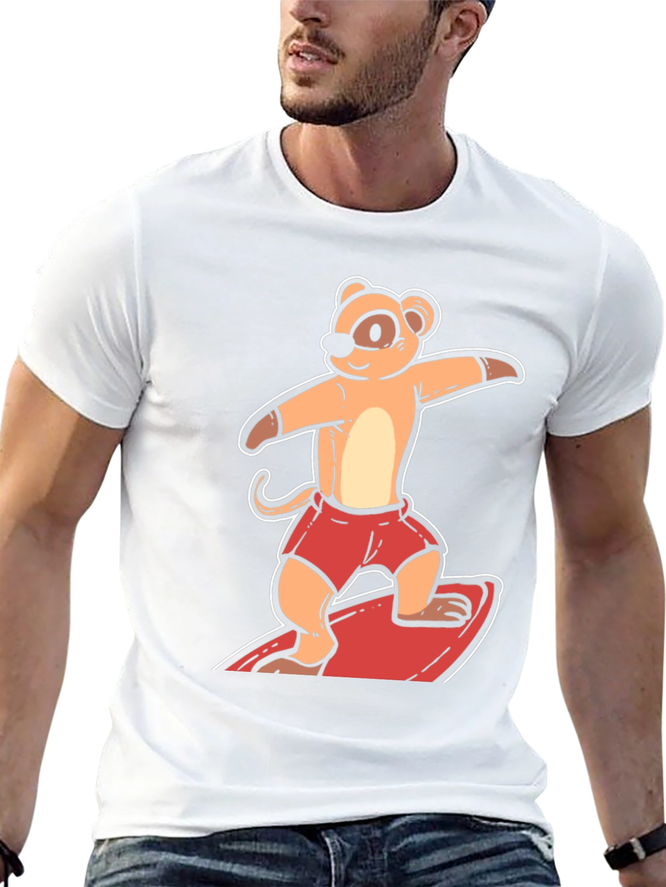 Surfing Meerkat Graphic Tee - Black T-Shirt