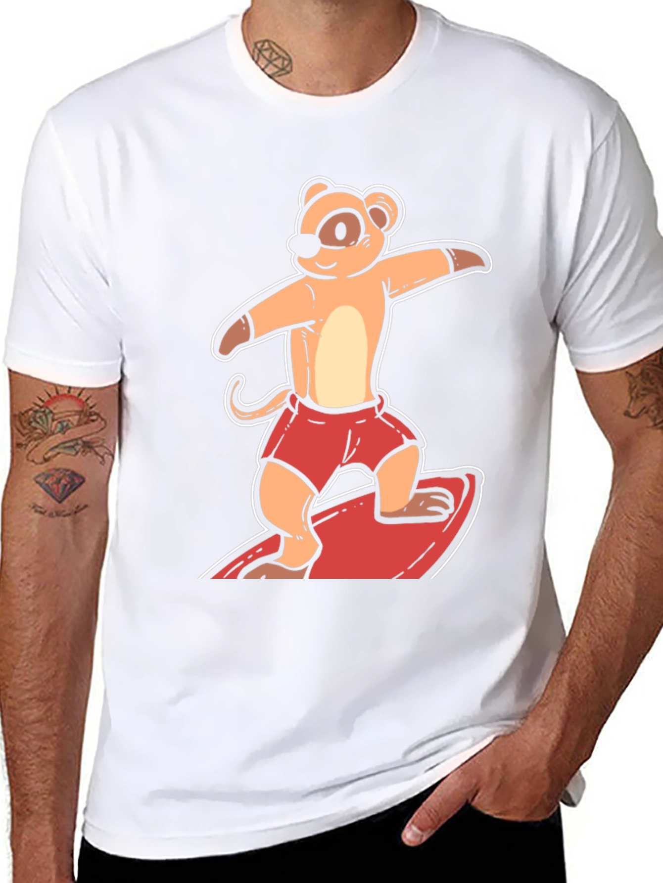 Surfing Meerkat Graphic Tee - Black T-Shirt