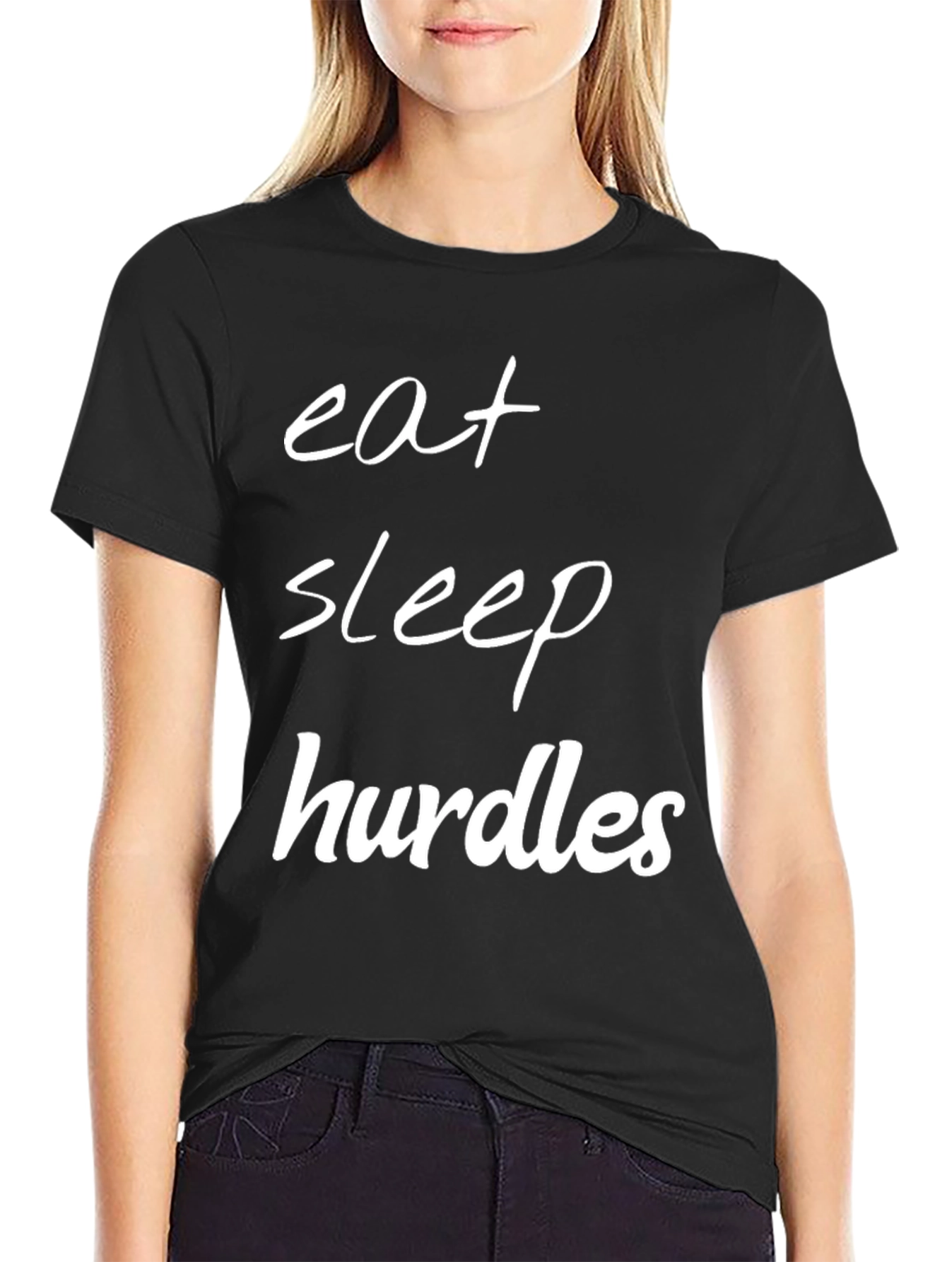 Eat Sleep Hurdles Black T-Shirt
