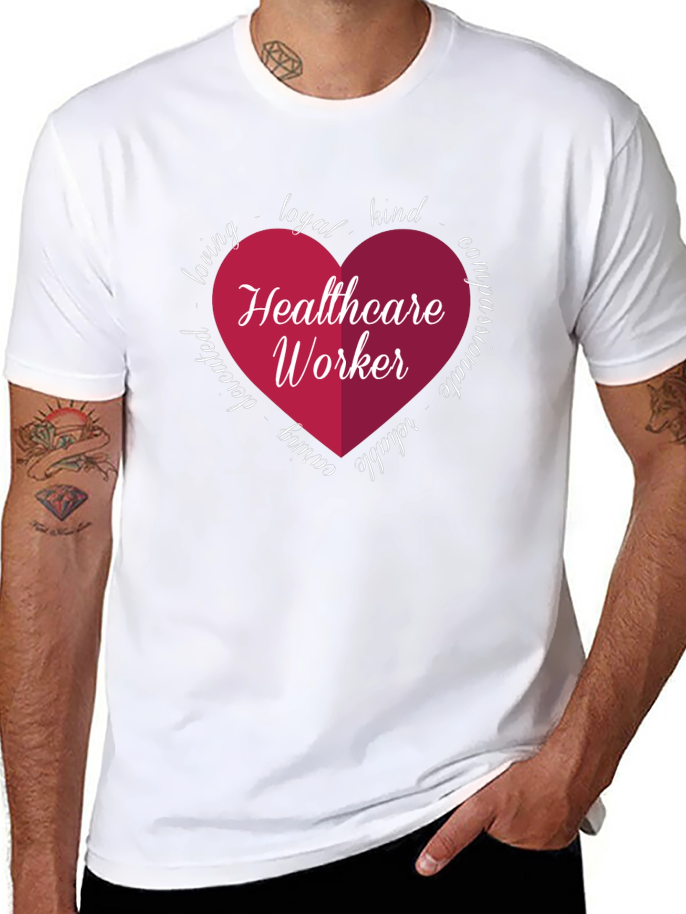 Healthcare Worker Heart Graphic Tee - Black