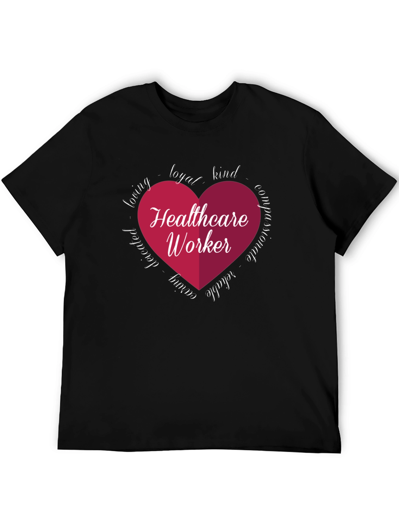 Healthcare Worker Heart Graphic Tee - Black