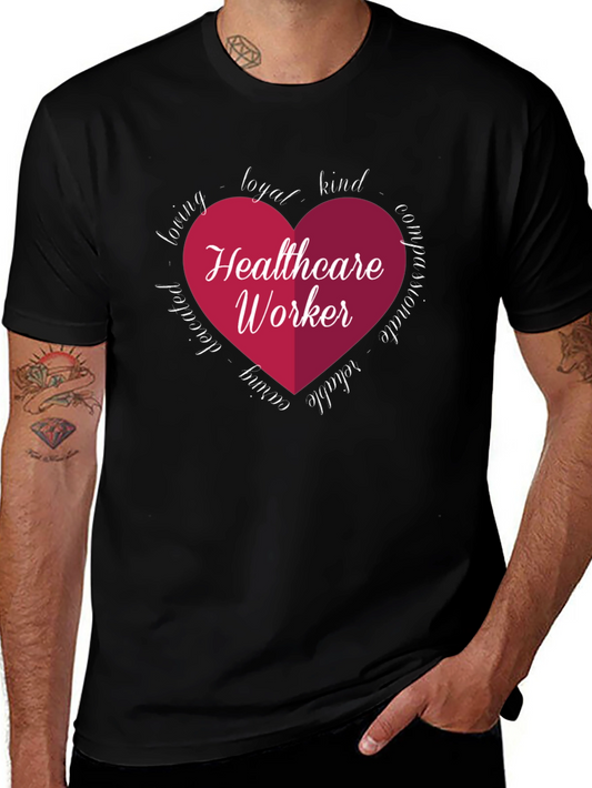 Healthcare Worker Heart Graphic Tee - Black