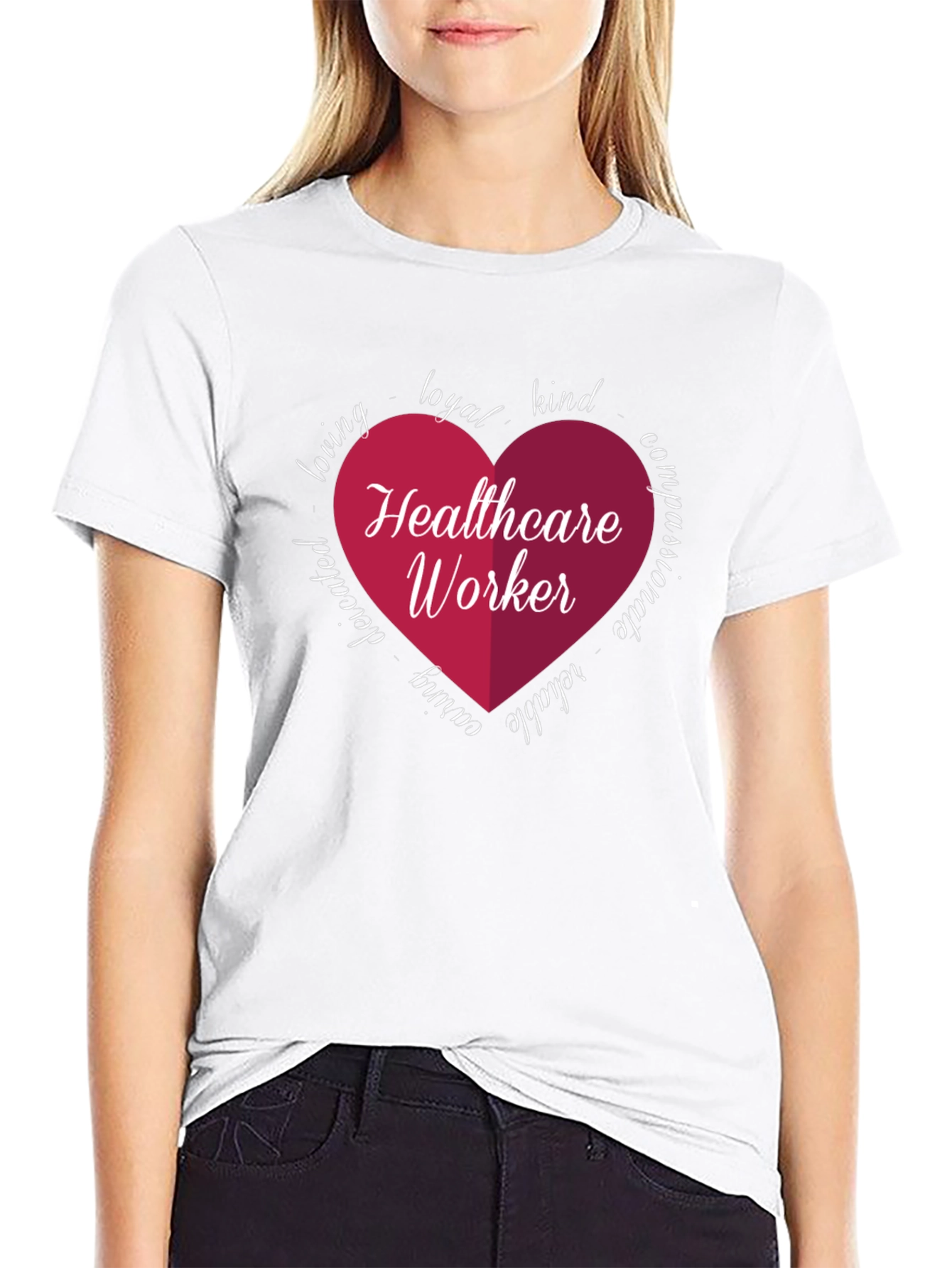 Healthcare Worker Heart Graphic Tee - Black