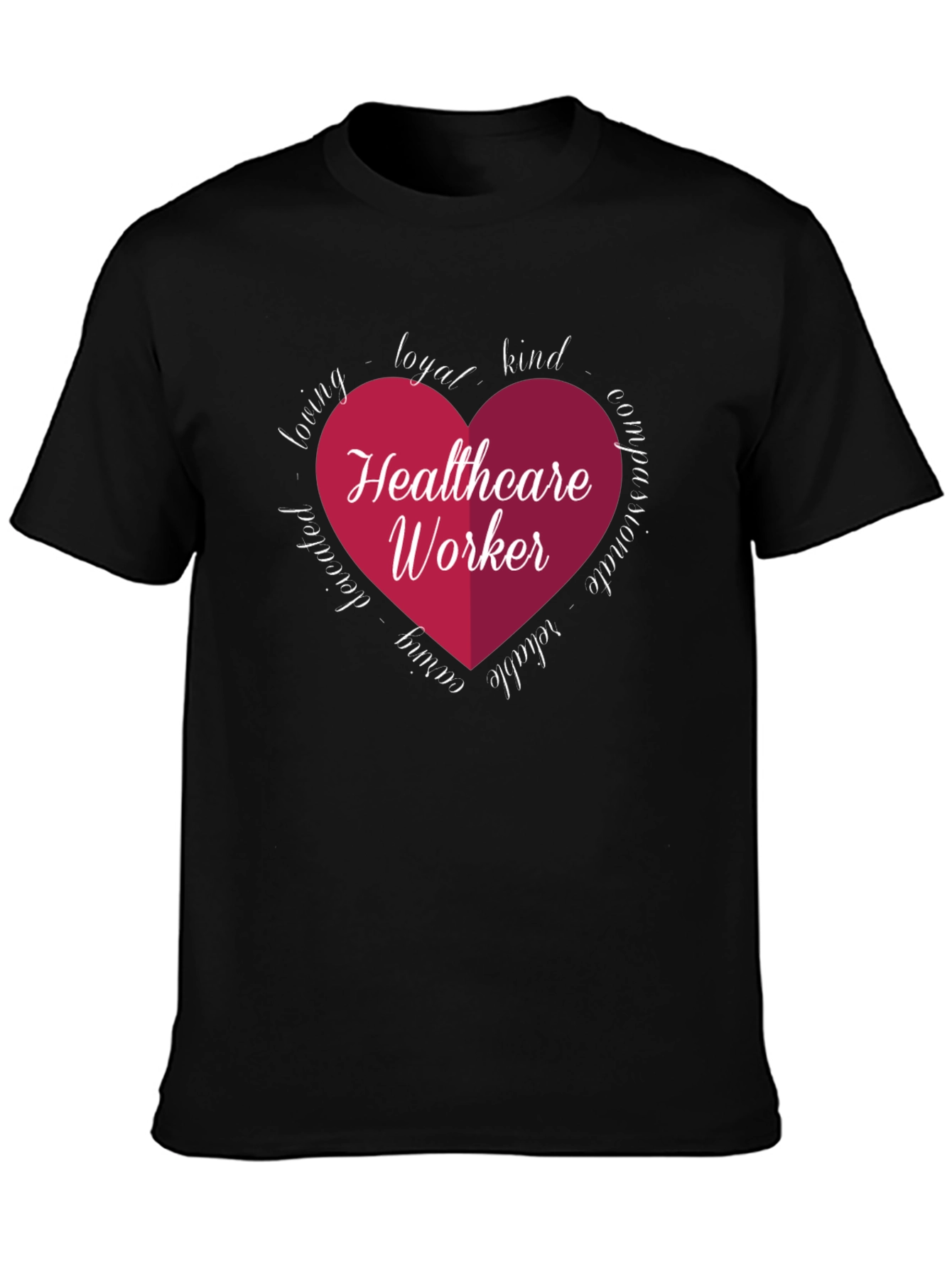Healthcare Worker Heart Graphic Tee - Black
