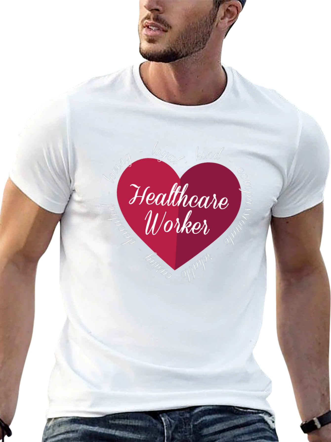 Healthcare Worker Heart Graphic Tee - Black
