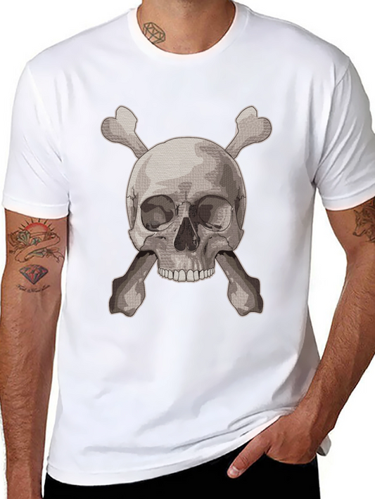 Skull & Crossbones Graphic Tee - Black Cotton Shirt