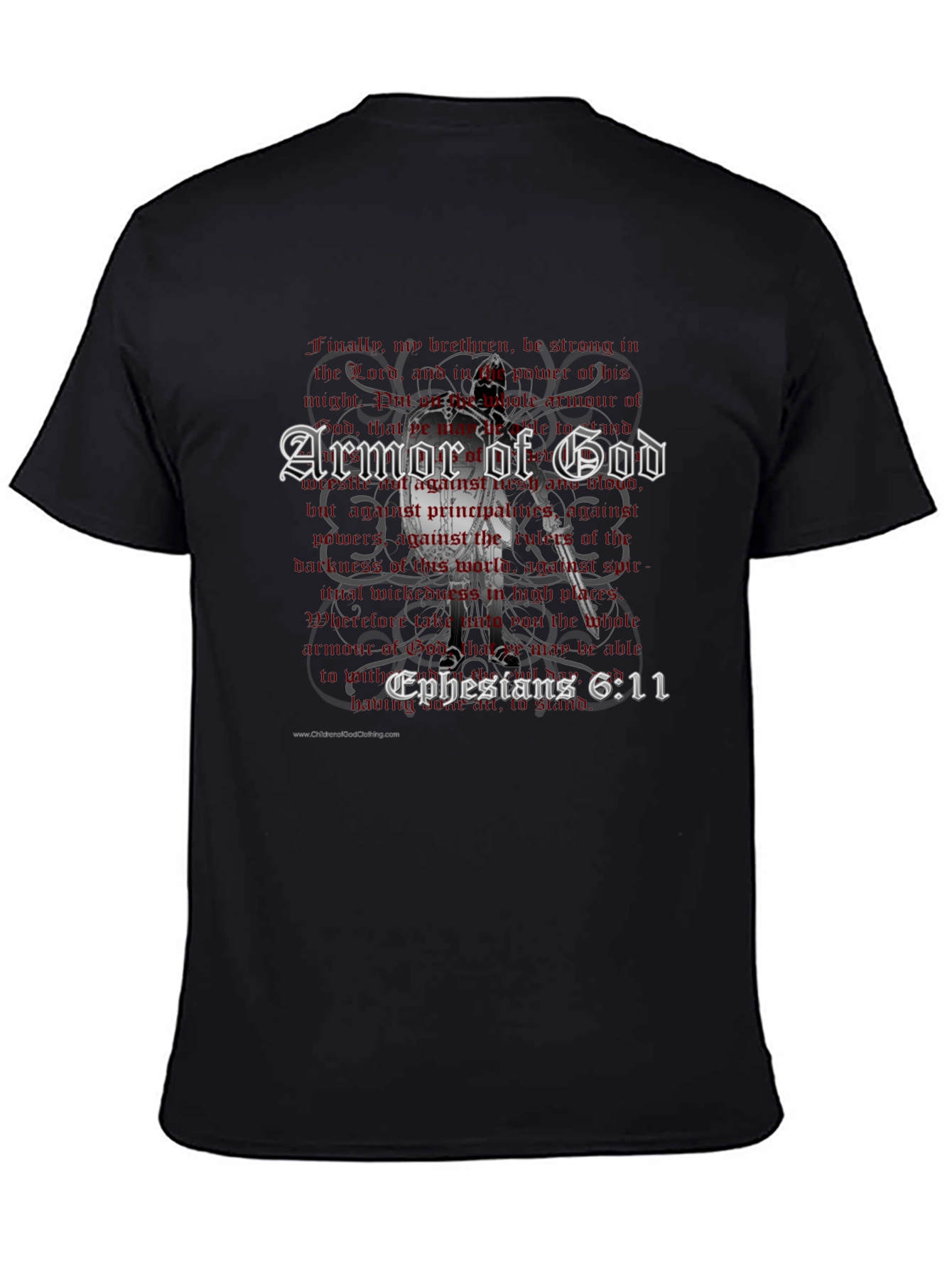 Armor of God Black T-Shirt - Ephesians 6:11