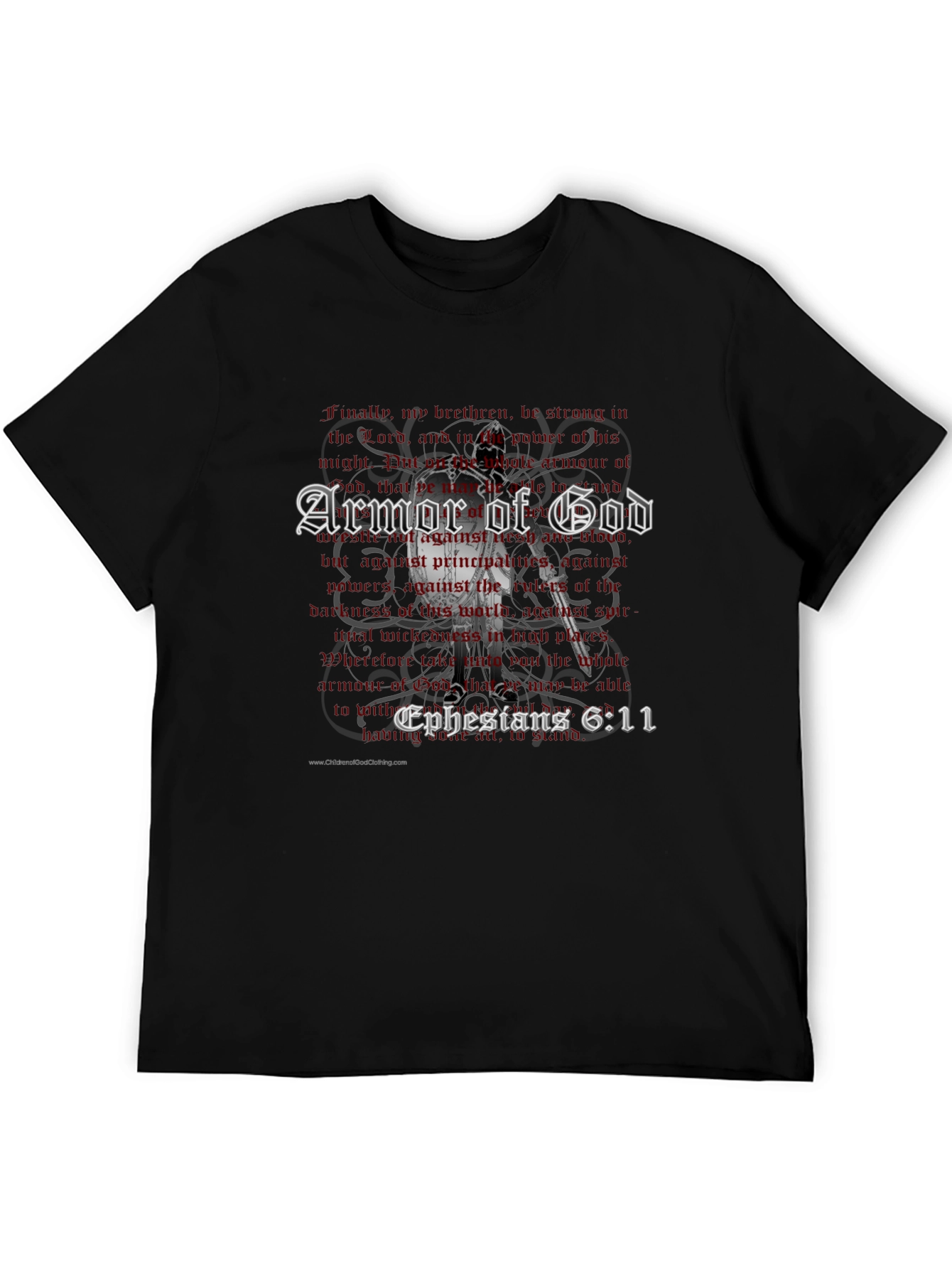 Armor of God Black T-Shirt - Ephesians 6:11