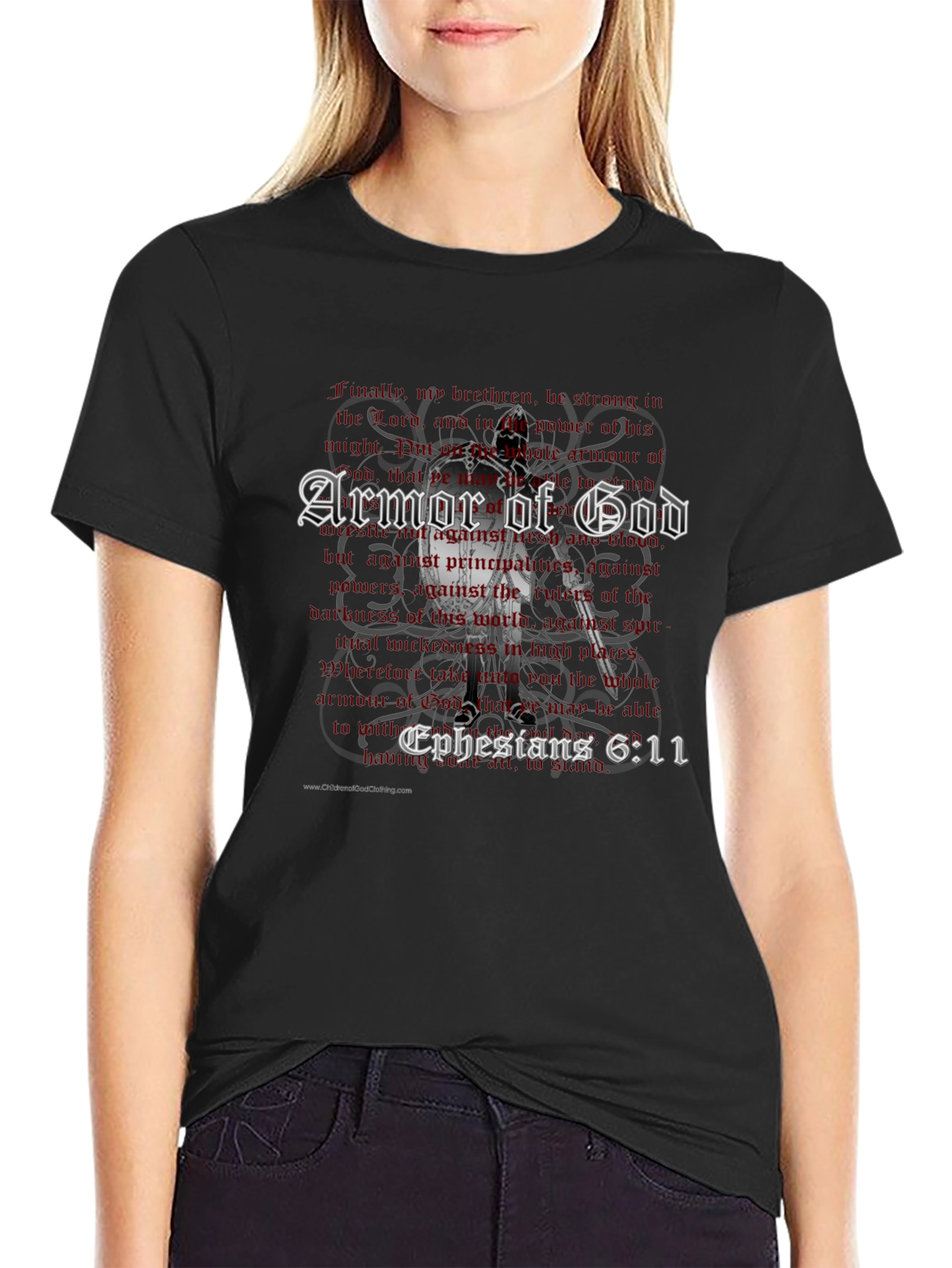 Armor of God Black T-Shirt - Ephesians 6:11