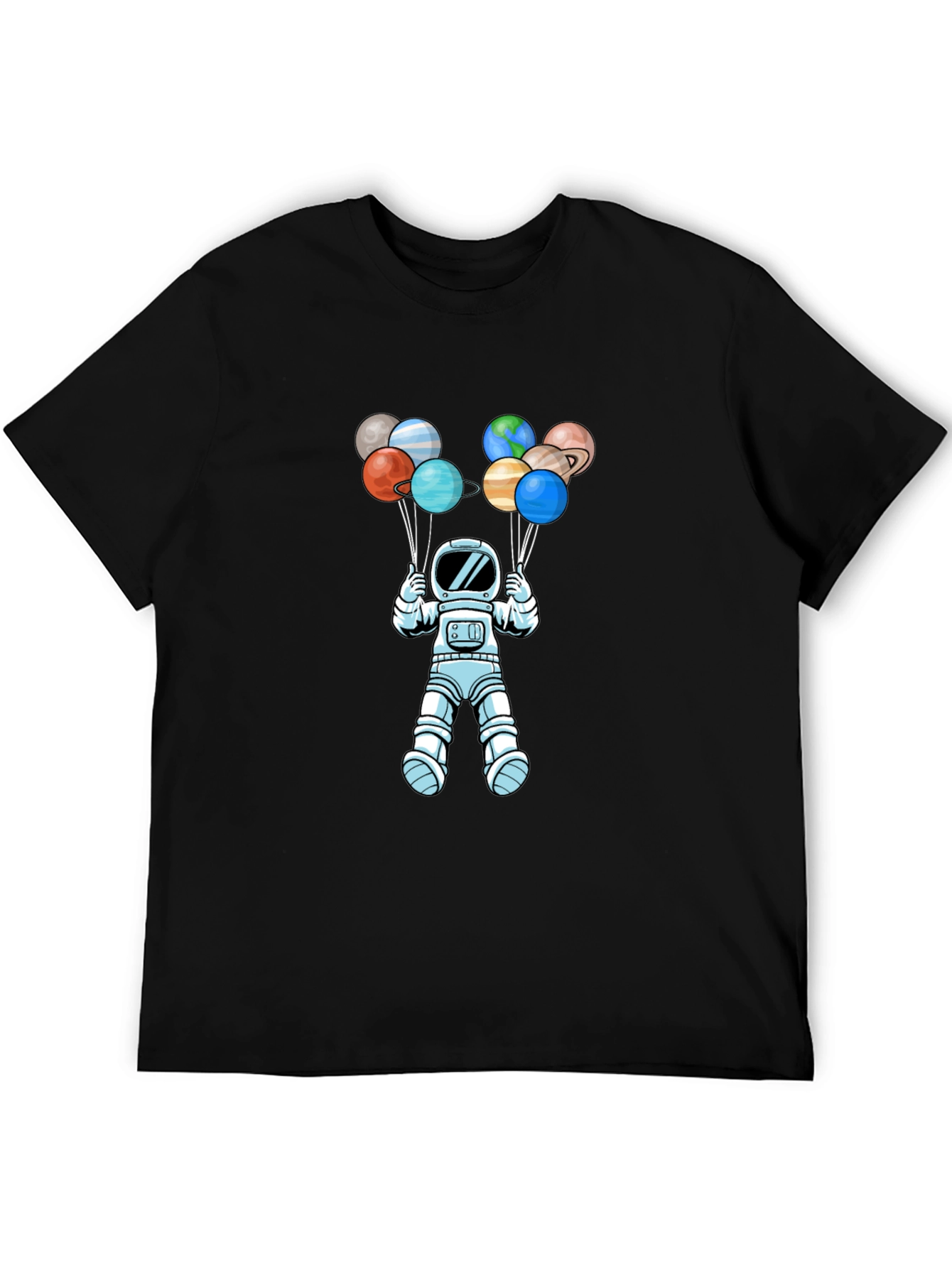 Astronaut Holding Planet Balloons Graphic Tee