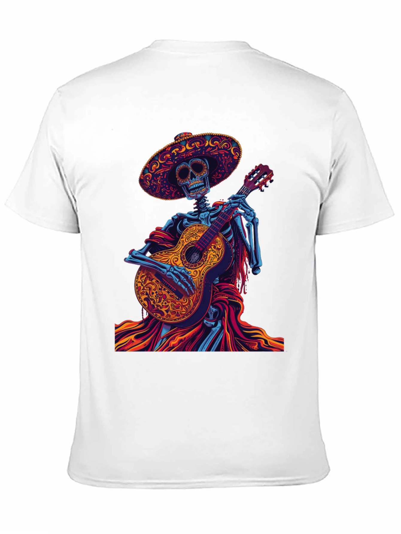 Day of the Dead Skeleton Guitarist Graphic Tee