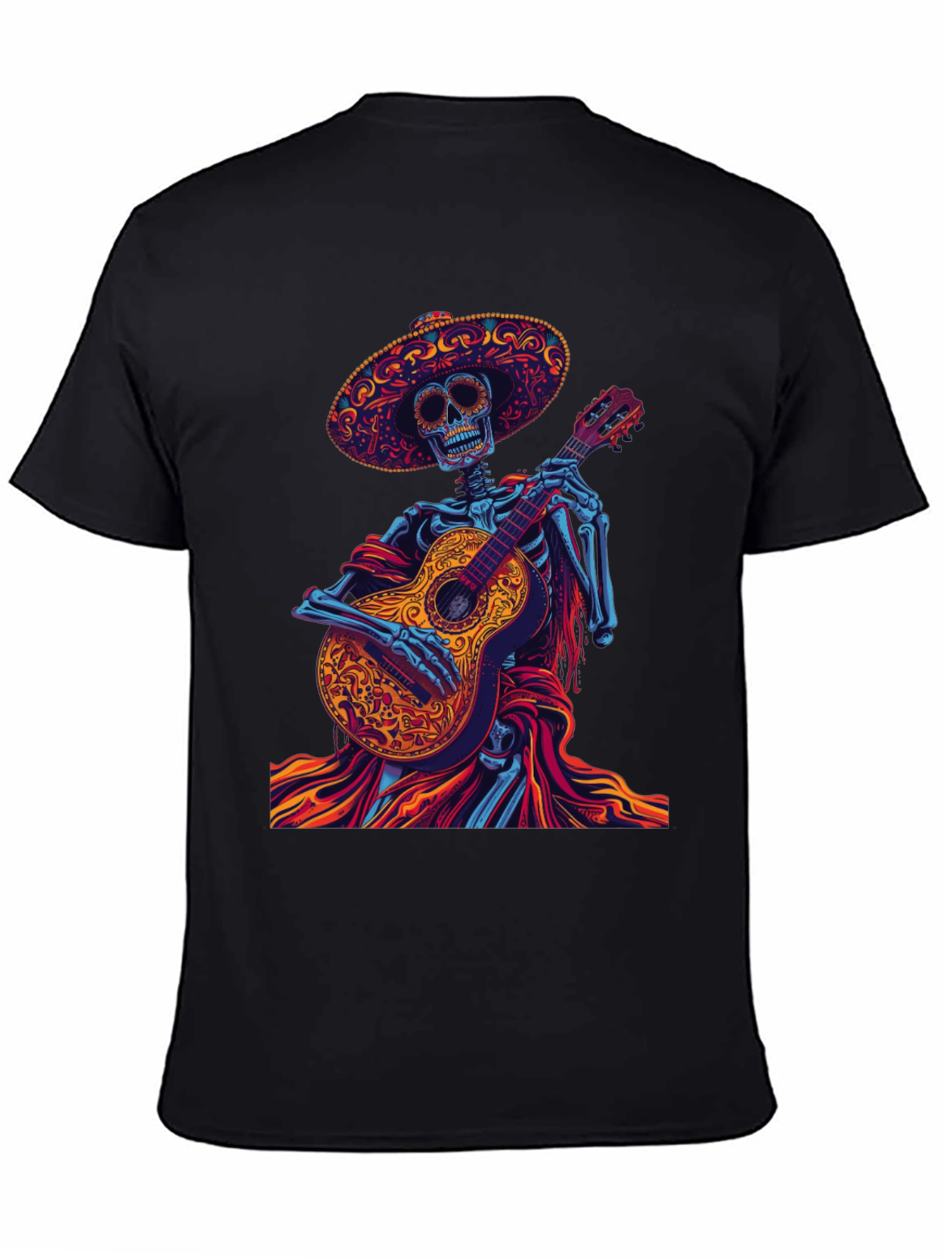 Day of the Dead Skeleton Guitarist Graphic Tee