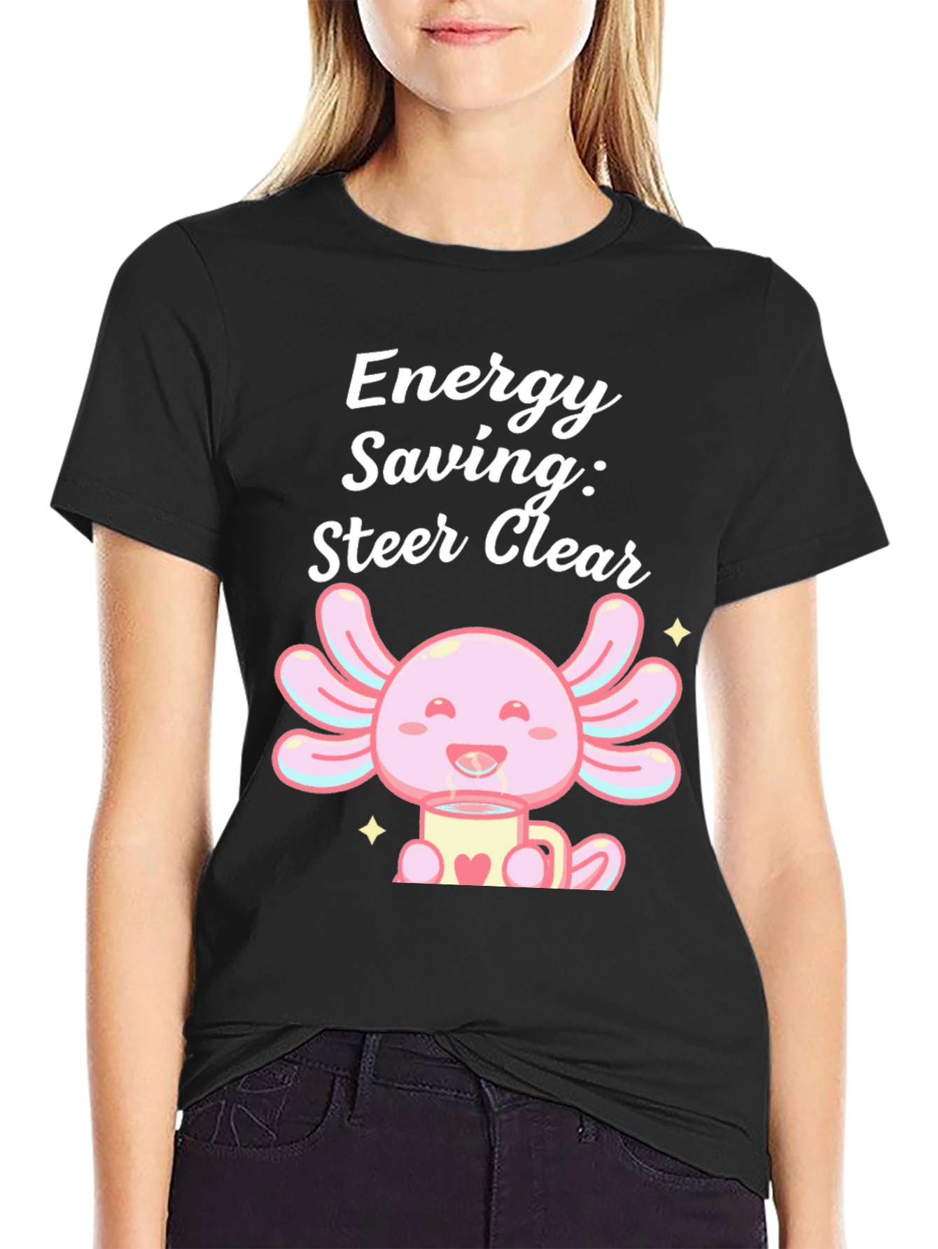 Energy Saving Axolotl Black T-Shirt