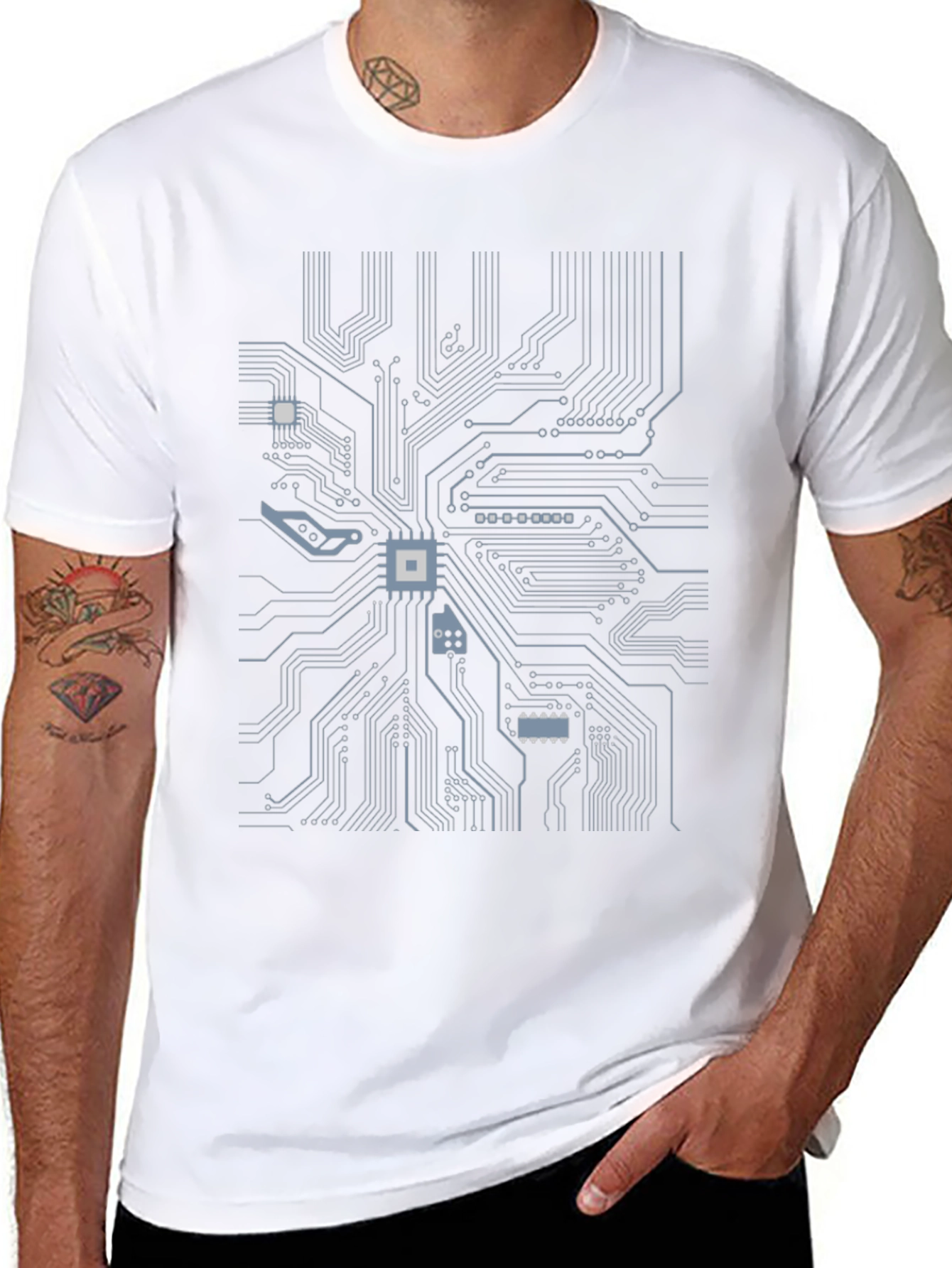 Circuit Board Graphic Tee - Tech Style T-Shirt