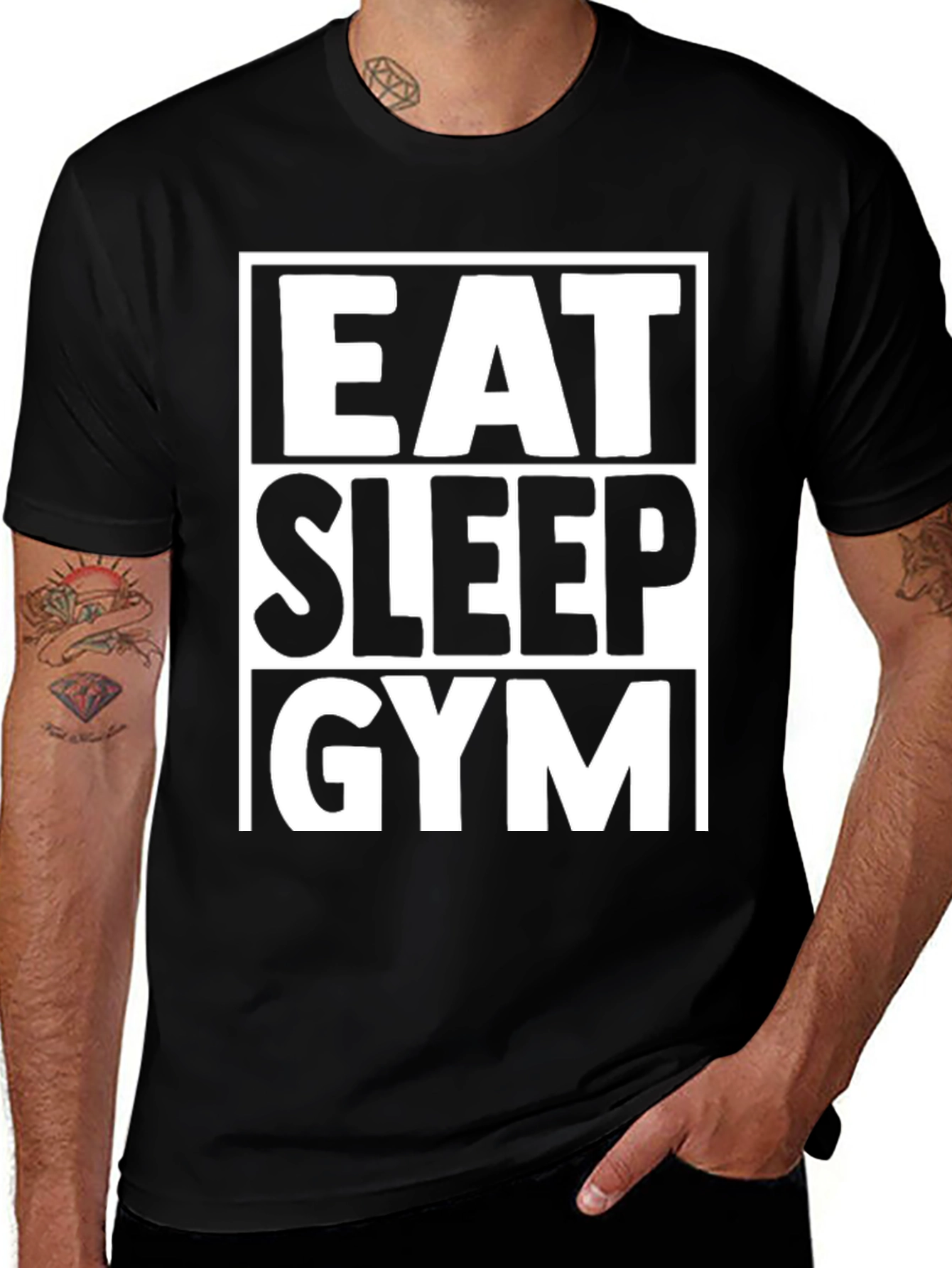Eat Sleep Gym Black Graphic T-Shirt Fitness Workout