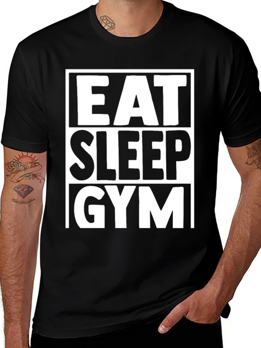 Eat Sleep Gym Black Graphic T-Shirt Fitness Workout