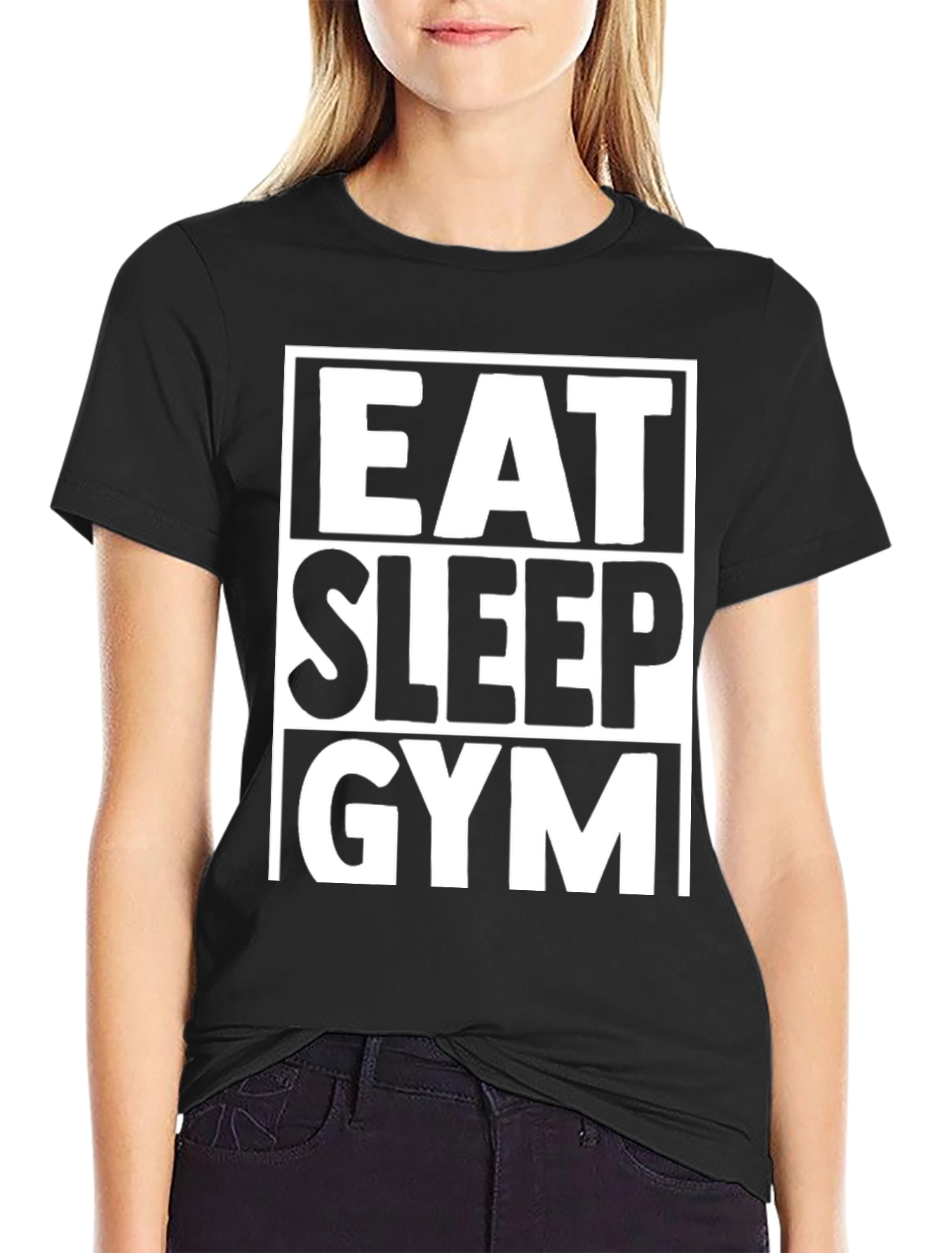 Eat Sleep Gym Black Graphic T-Shirt Fitness Workout