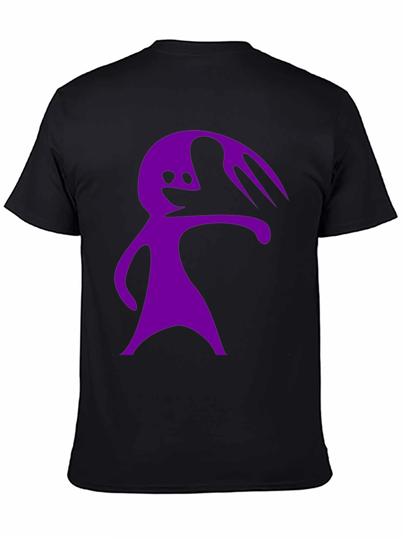 Purple Cartoon Character Graphic Black T-Shirt
