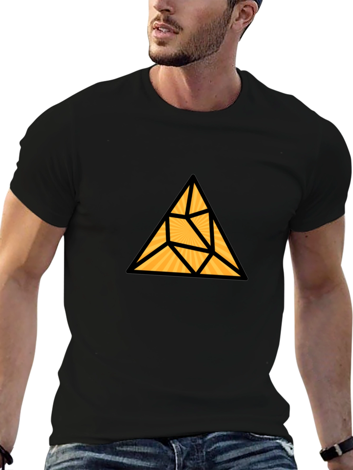 Geometric Triangle Graphic T-Shirt - Modern Black Tee