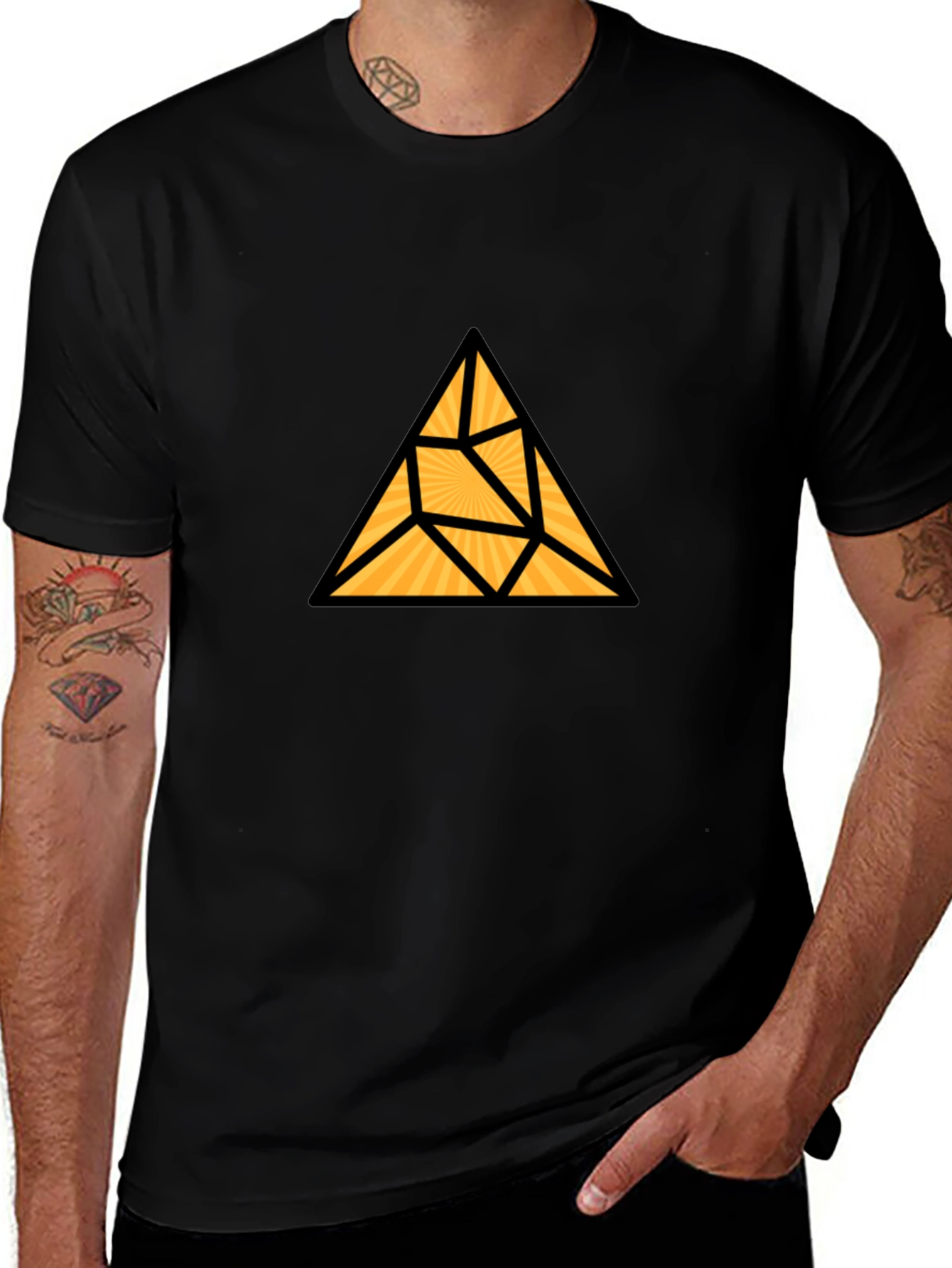 Geometric Triangle Graphic T-Shirt - Modern Black Tee