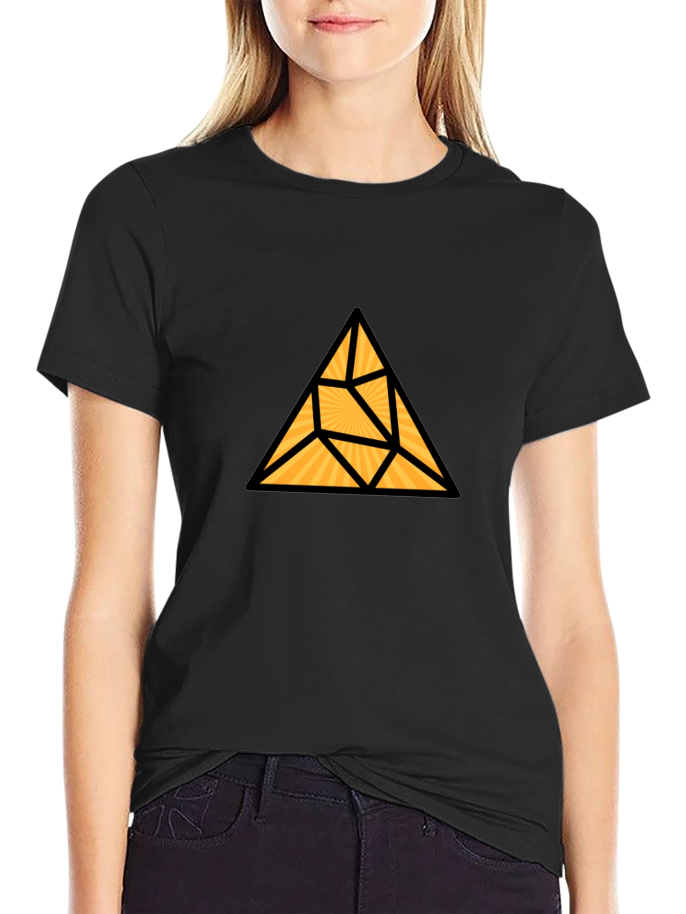 Geometric Triangle Graphic T-Shirt - Modern Black Tee