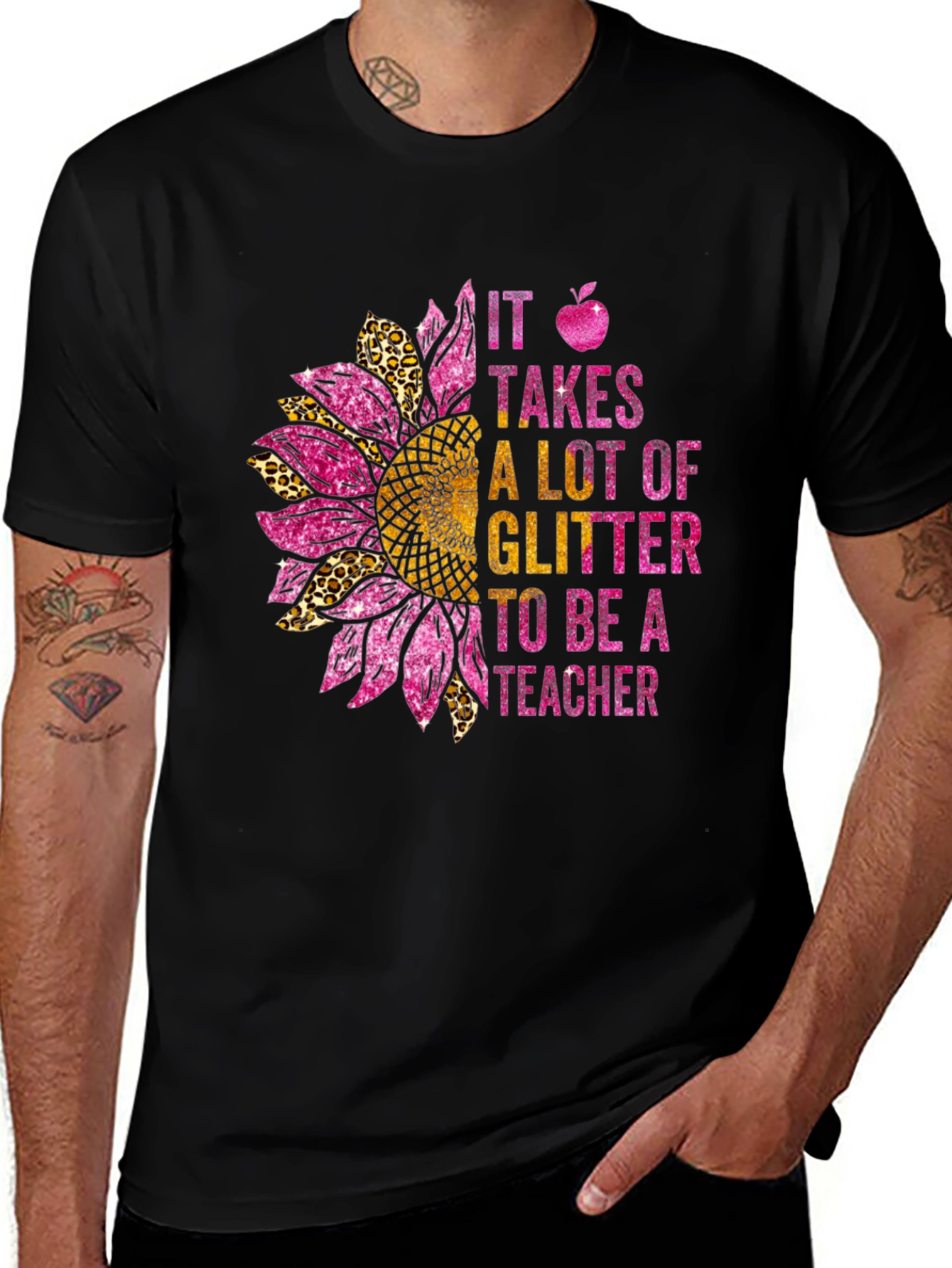 Glitter Teacher Sunflower T-Shirt