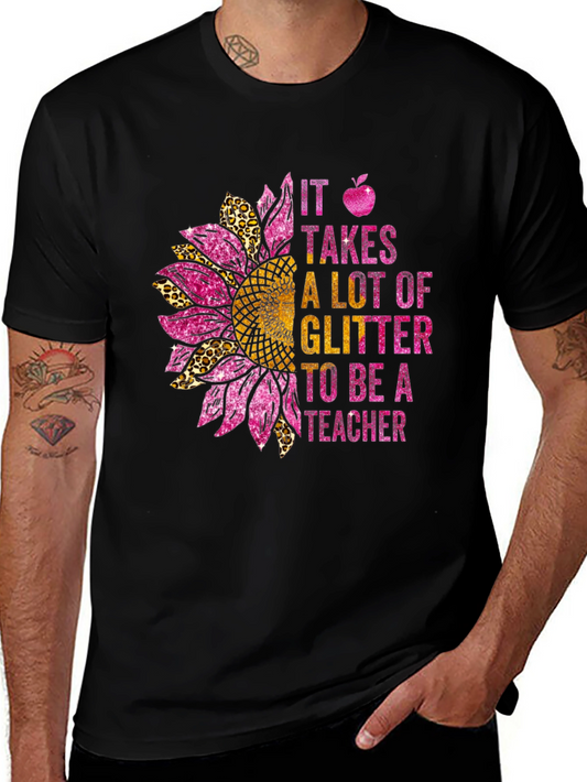 Glitter Teacher Sunflower T-Shirt