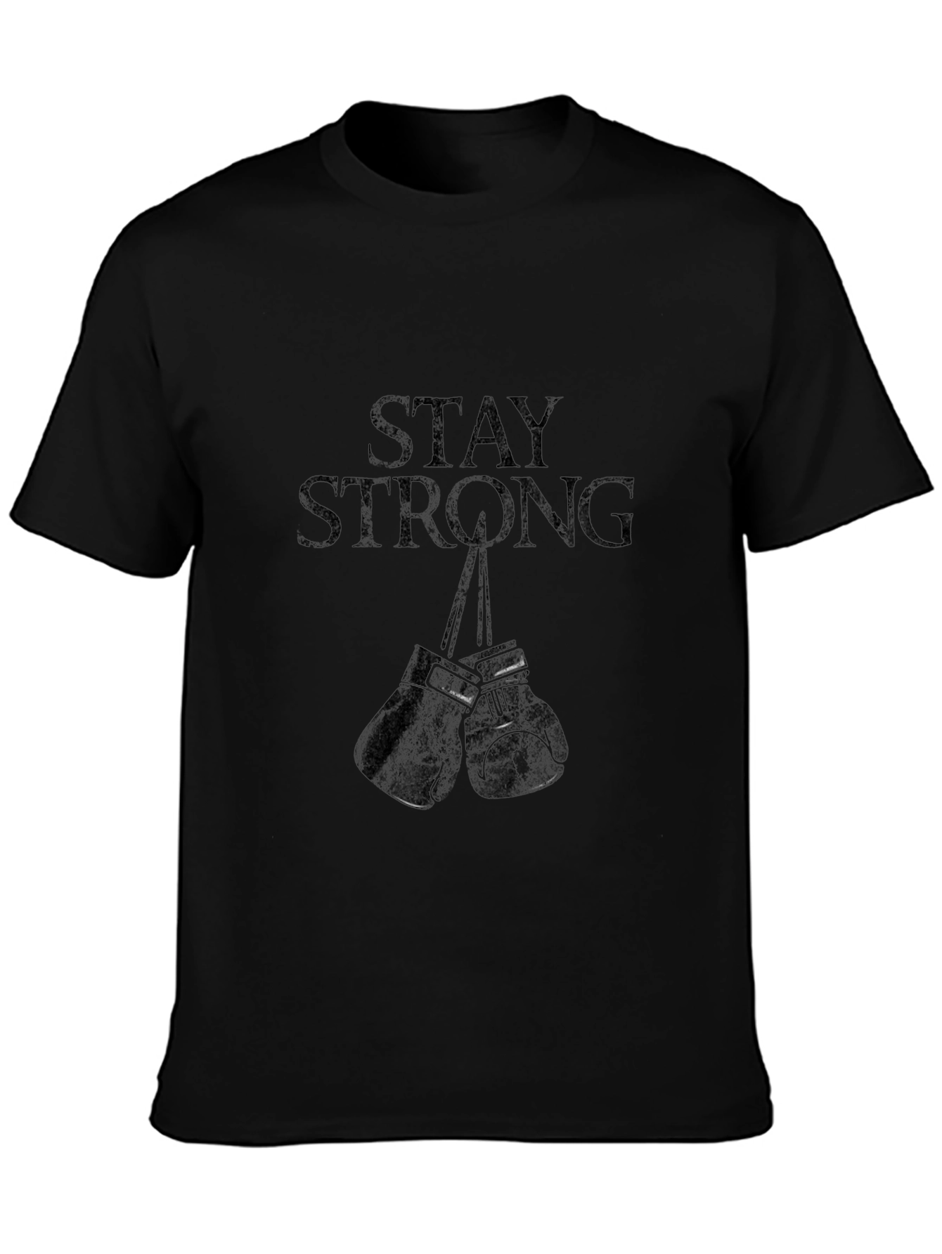 Stay Strong Boxing Gloves Graphic Tee - Black