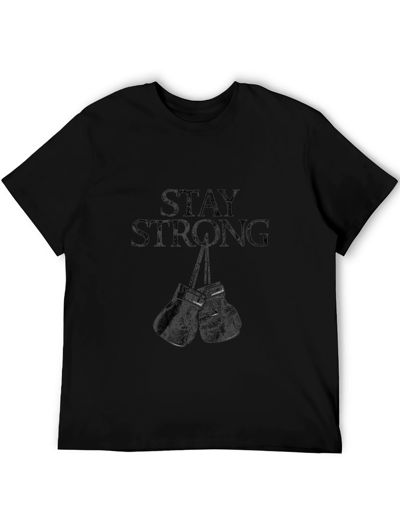 Stay Strong Boxing Gloves Graphic Tee - Black