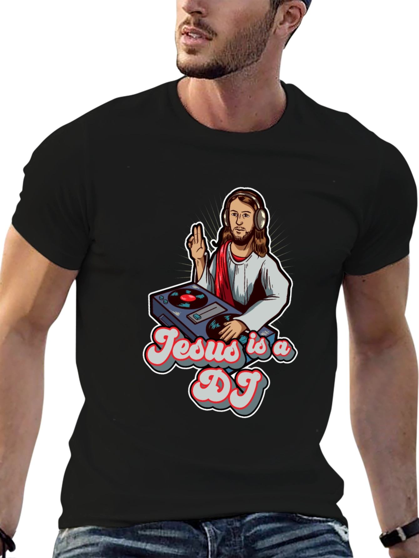 Jesus is a DJ Black T-Shirt