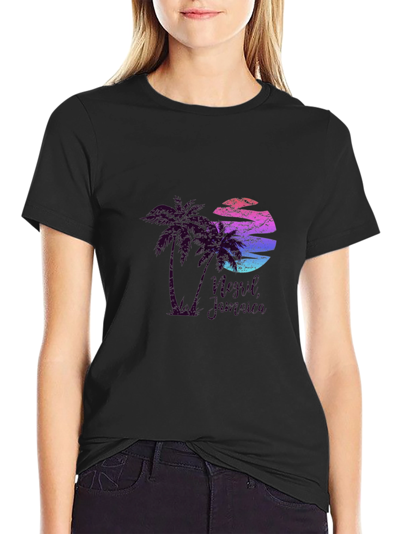 Sunset Palm Tree Graphic Tee - Island Vibes